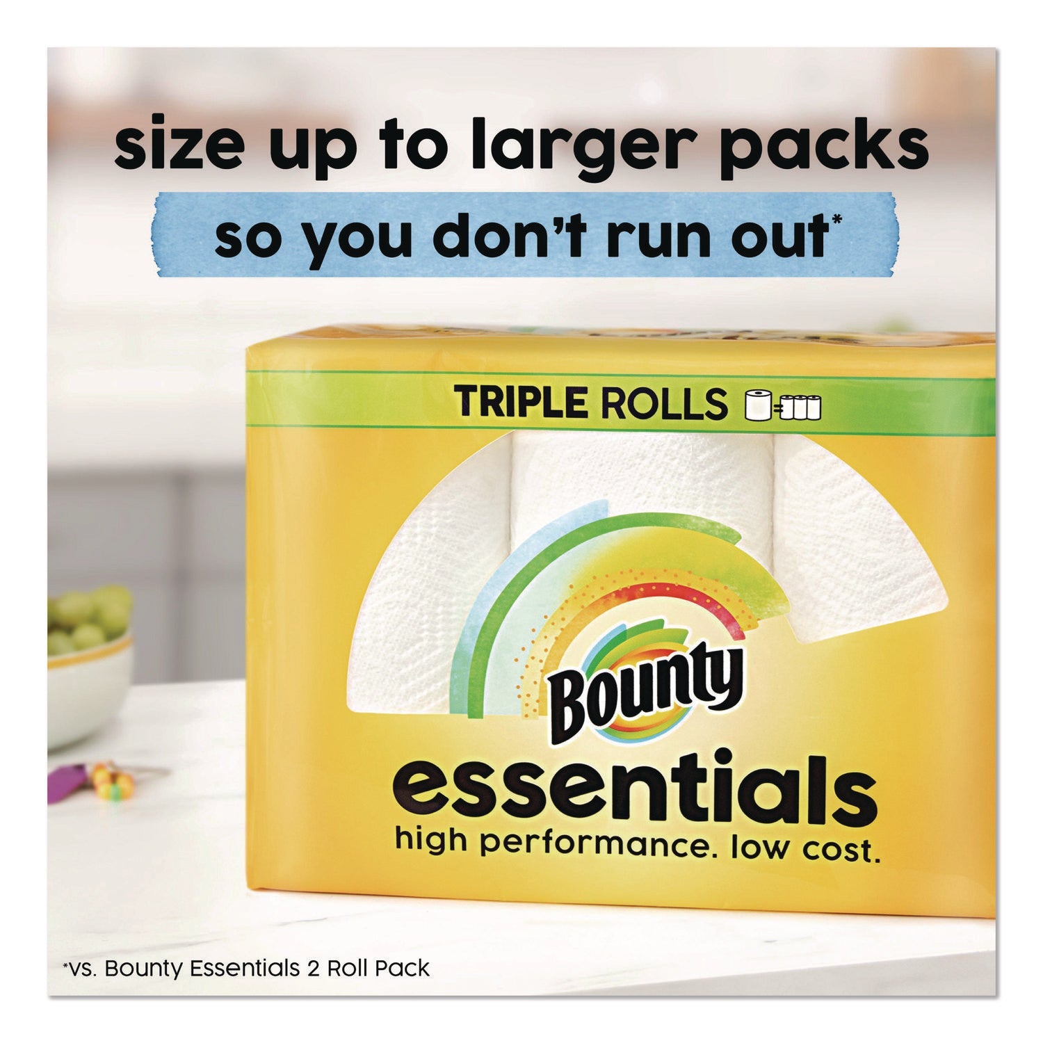 Bounty® Essentials Select-A-Size Kitchen Roll Paper Towels, 2-Ply, 108 Sheets/Roll, 24 Rolls/Carton