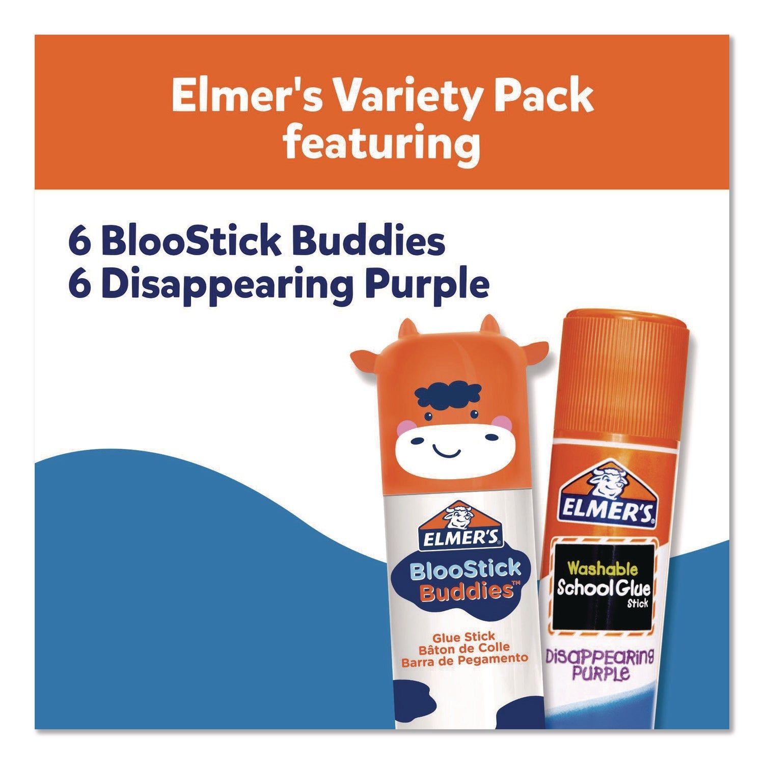 Elmer's® BlooStick Buddies and Disappearing Purple Glue Stick Combo Pack, 0.21 oz, Dries Clear, 12/Pack - Bloom Skins