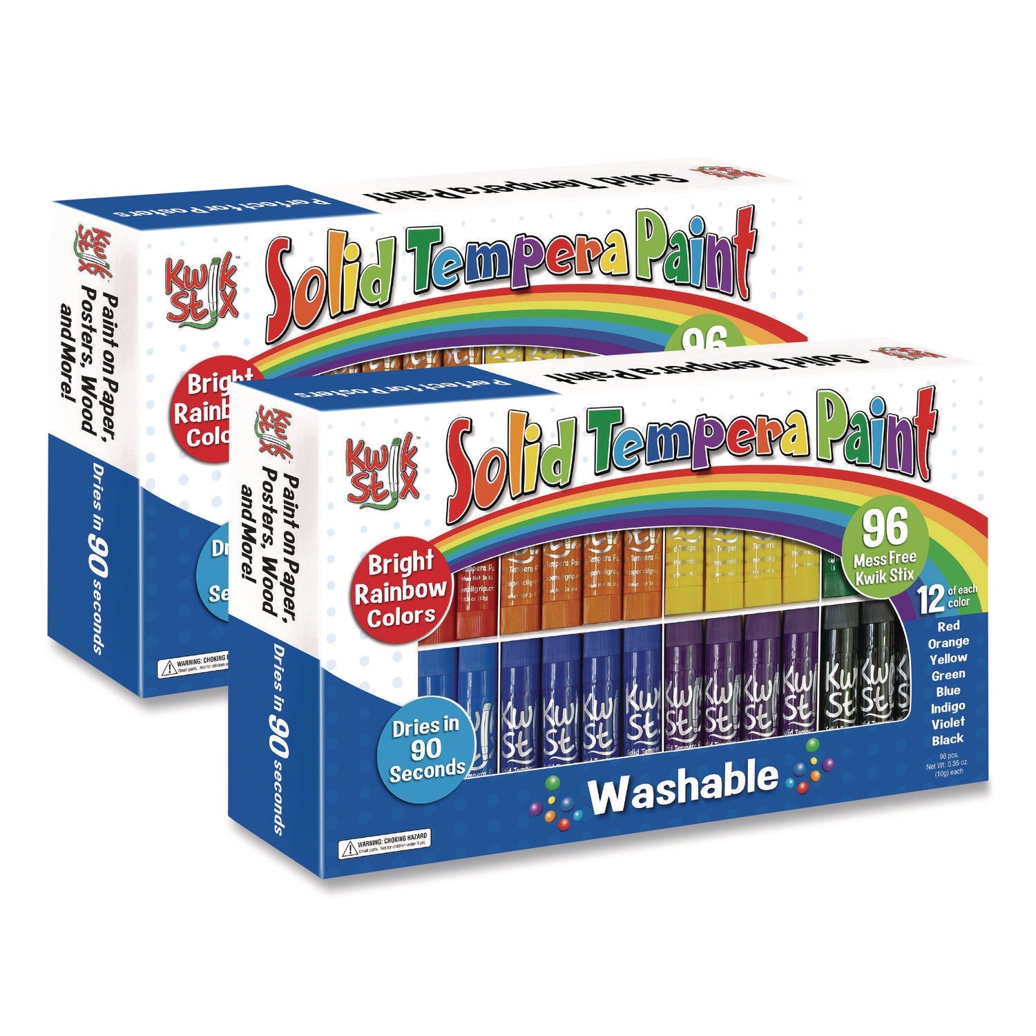 TPG Creations™ Kwik Stix Tempera Paint Set, 8 Assorted Colors, 96 Paint Sticks/Pack, 2 Packs/Carton - Bloom Skins