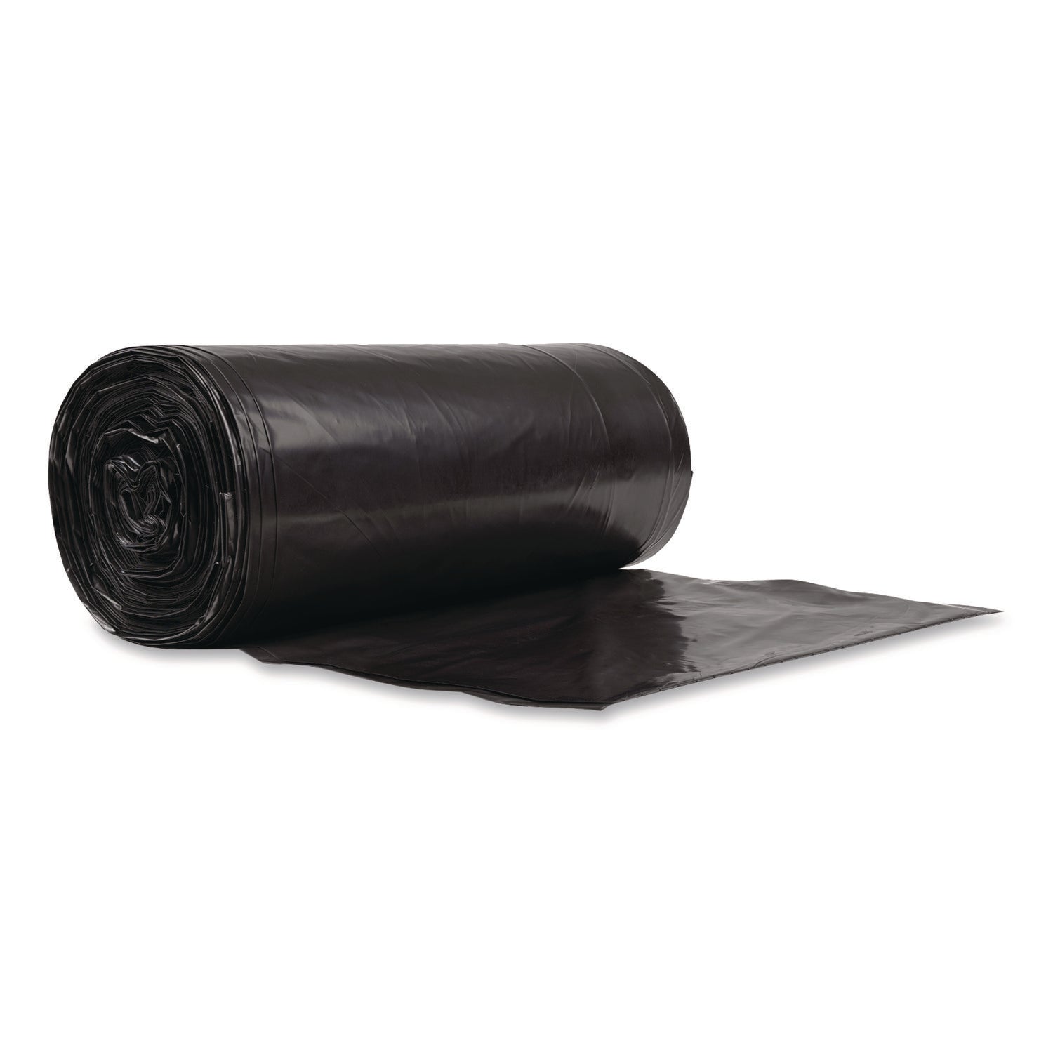 Pitt Plastics Eco Strong Can Liners, 60 gal, 1.35 mil, 38" x 58", Black, Perforated Roll, 100/Carton
