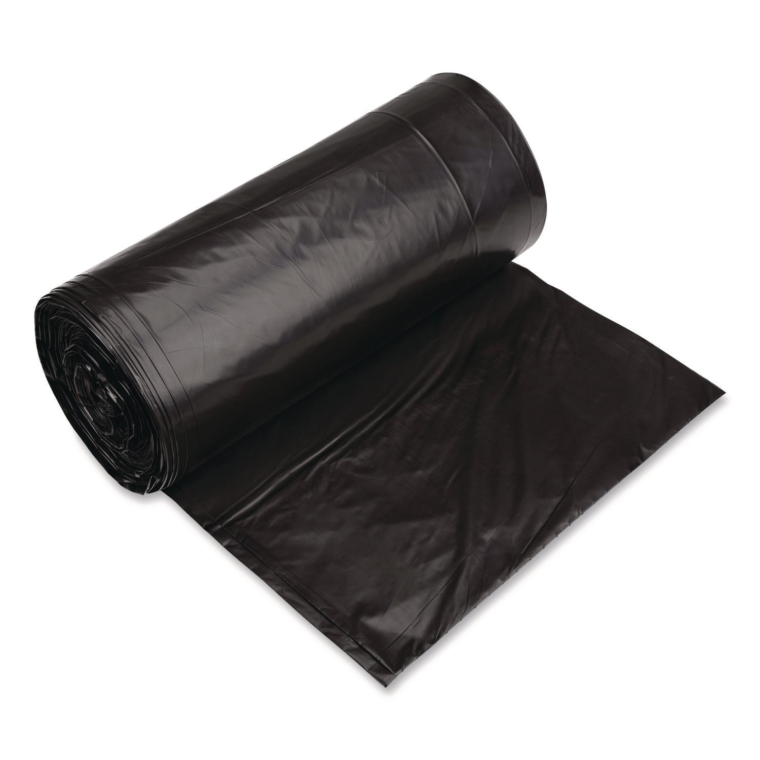 Pitt Plastics Eco Strong Can Liners, 60 gal, 1.35 mil, 38" x 58", Black, Perforated Roll, 100/Carton