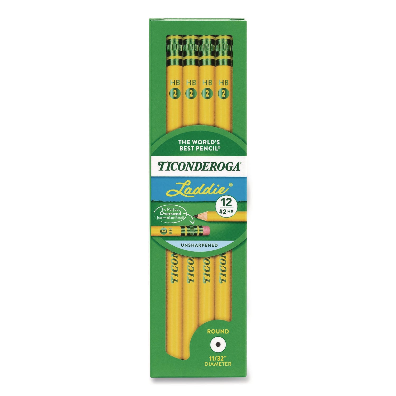 Dixon® Ticonderoga Laddie Woodcase Pencil with Microban, HB (#2), Black Lead, Yellow Barrel, 12/Pack - Bloom Skins