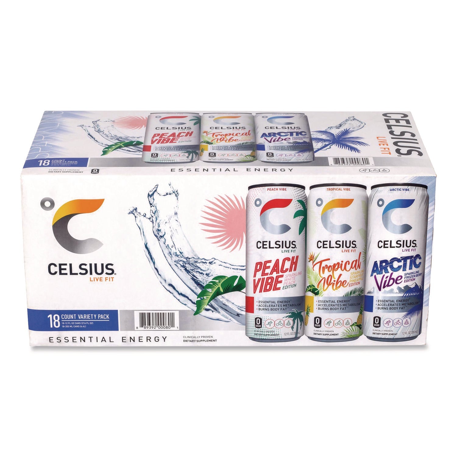 Kellogg's® Celcius Vibe and Pop Tarts Variety Combo Pack,(18) 12oz Cans,(24) Frosted Strawberry/(24) Frosted Brown Sugar Cinnamon/Bundle