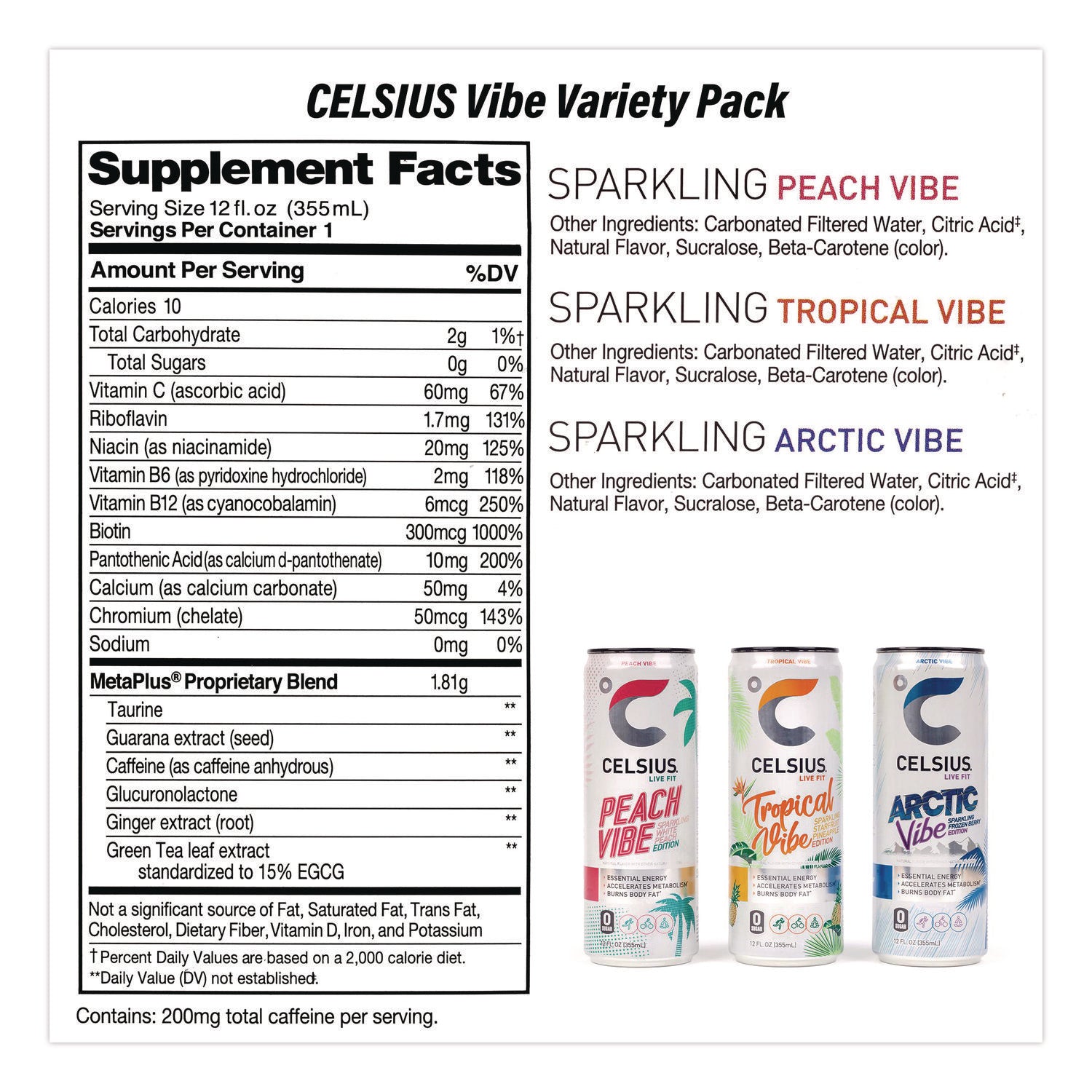 Kellogg's® Celcius Vibe and Pop Tarts Variety Combo Pack,(18) 12oz Cans,(24) Frosted Strawberry/(24) Frosted Brown Sugar Cinnamon/Bundle