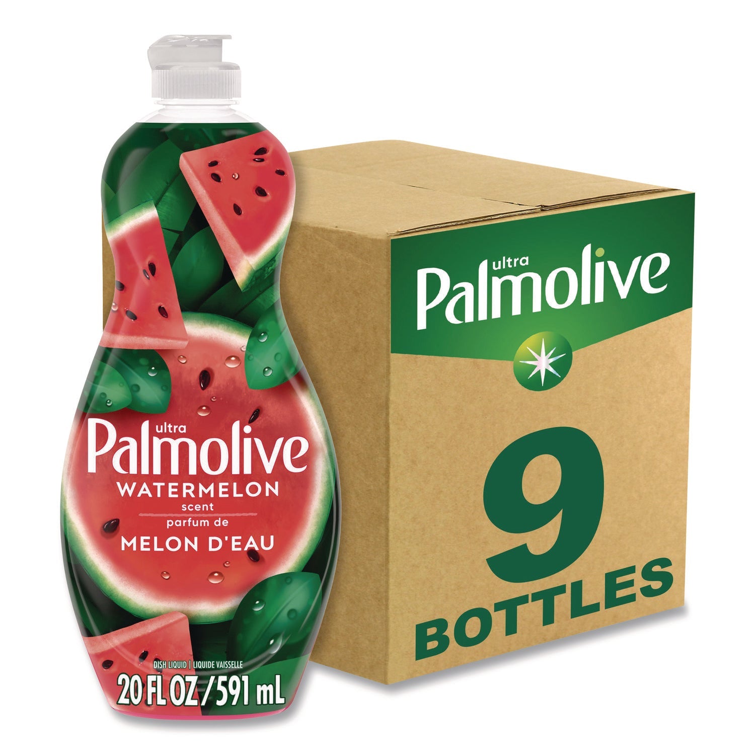 Ultra Palmolive® Dishwashing Liquid, Watermelon Scent, 20 oz Bottle, 9/Carton
