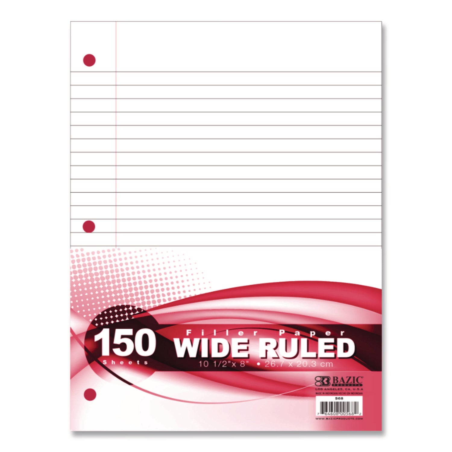 BAZIC® Products Filler Paper, Side: 3-Hole Punched, Wide/Legal Rule, 150/Pack - Bloom Skins