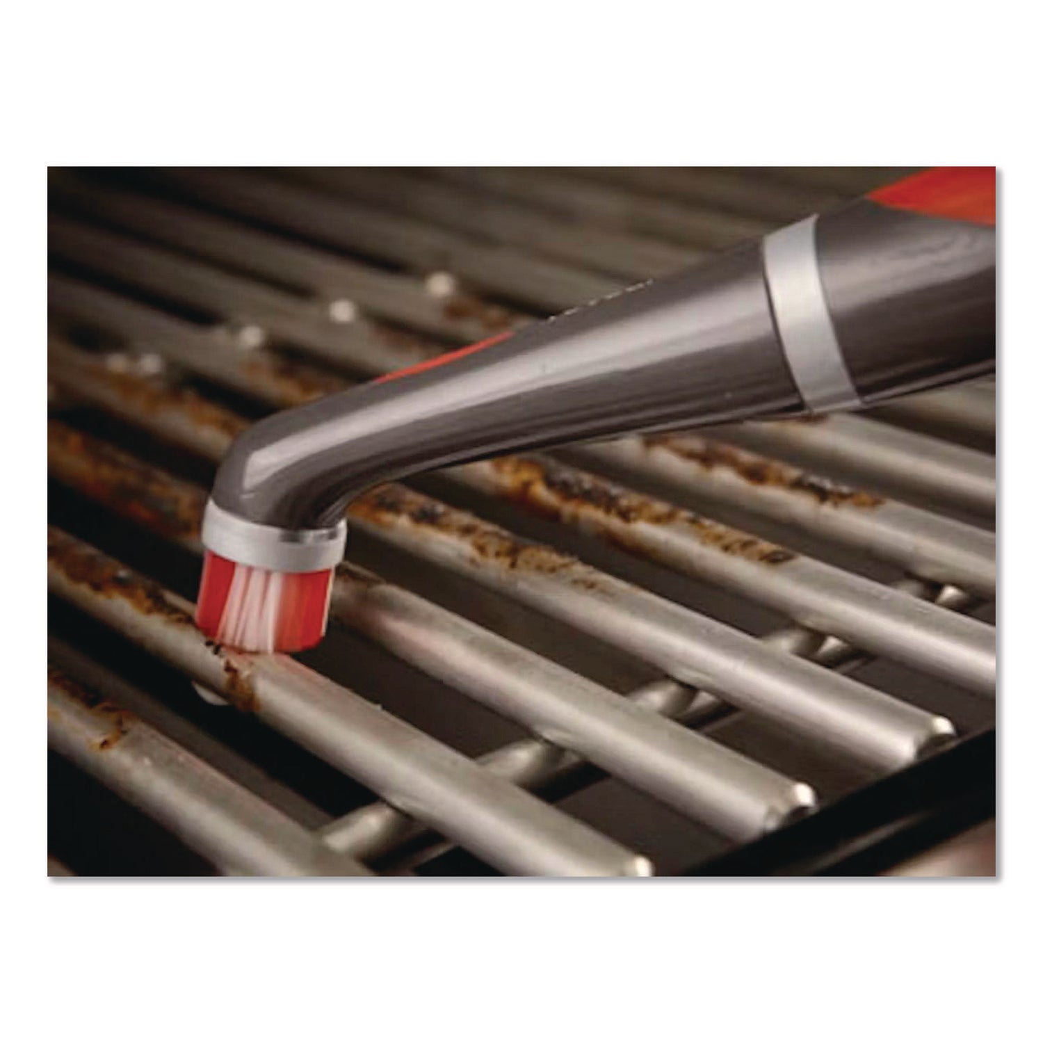 Rubbermaid® Reveal Power Scrubber, Red/White Nylon Bristles, 1.73" Brush, Red Plastic Handle