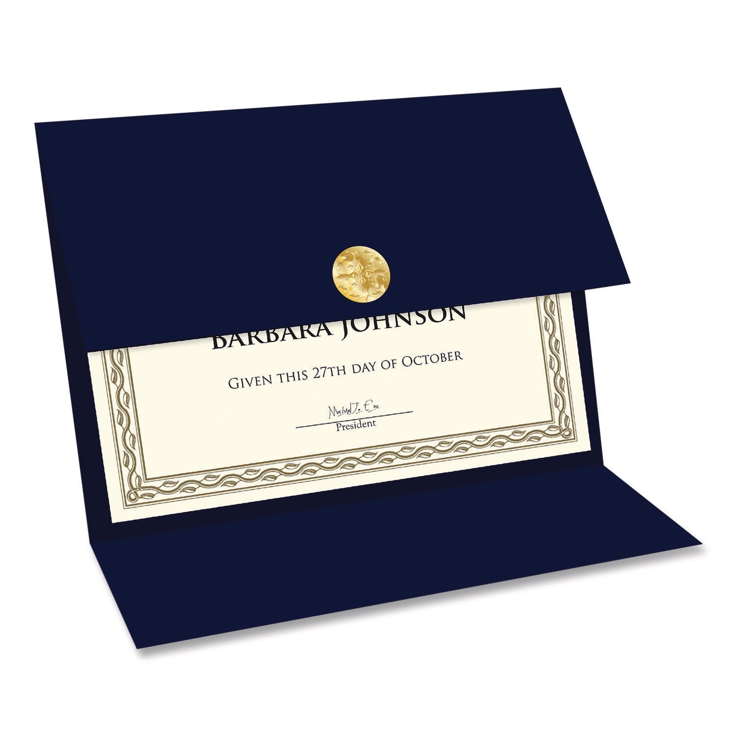 Geographics® Tri-Fold Certificate Holder, 9.25 x 12.5, Navy Blue, 5/Pack - Bloom Skins