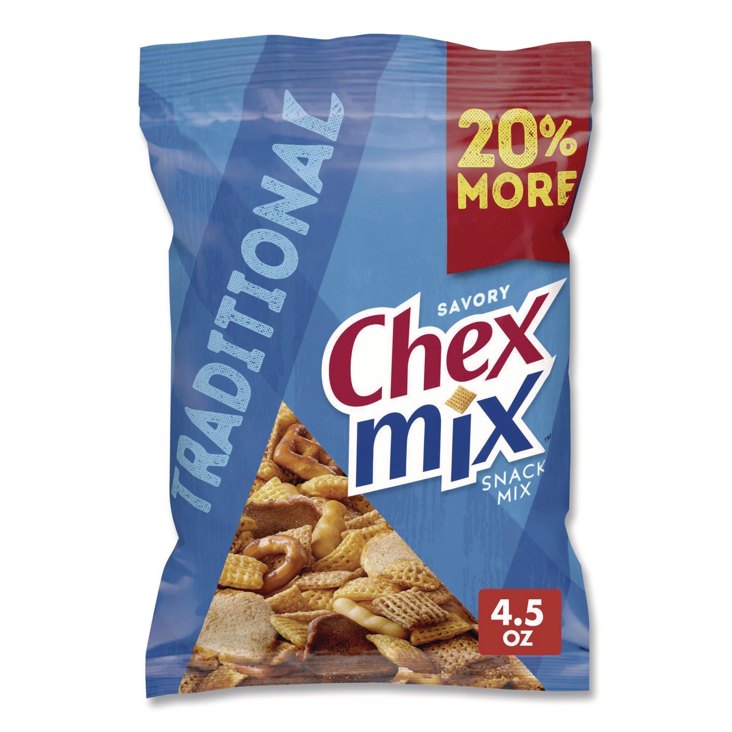 Chex Mix® Snack Mix Savory Traditional, 4.5 oz Bag, 8/Box
