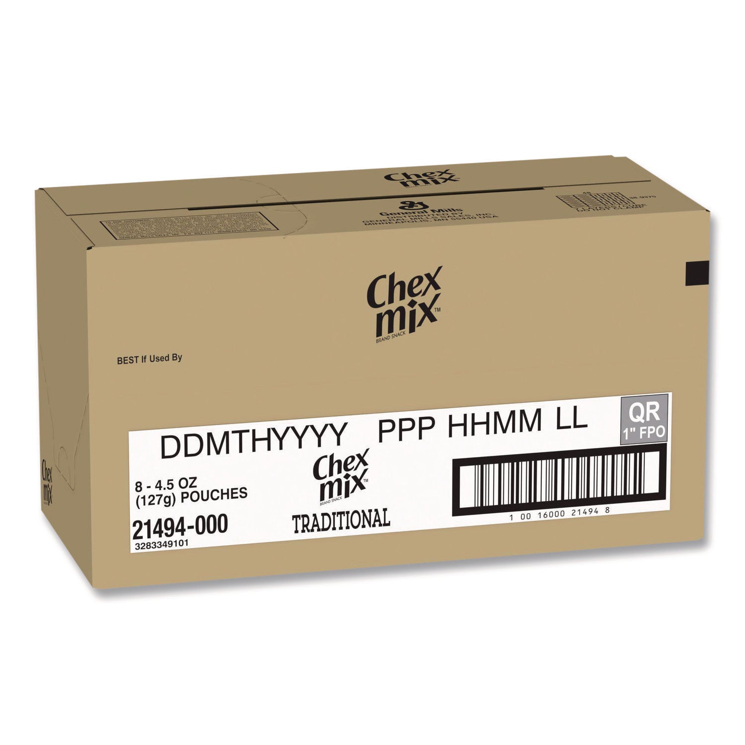 Chex Mix® Snack Mix Savory Traditional, 4.5 oz Bag, 8/Box