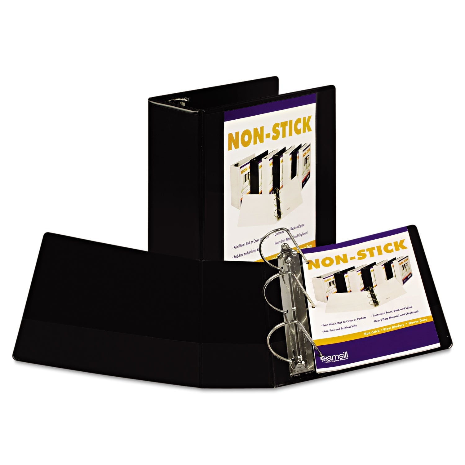 Samsill® Nonstick D-Ring View Binder, 3 Rings, 5" Capacity, 11 X 8.5, Black - Bloom Skins
