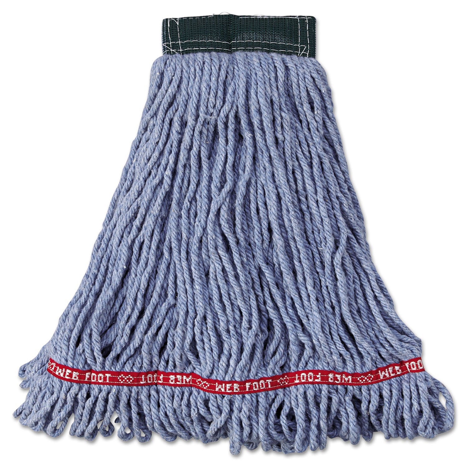 Rubbermaid® Commercial Web Foot Wet Mop Head, Shrinkless, Cotton/synthetic, Blue, Medium, 6/carton