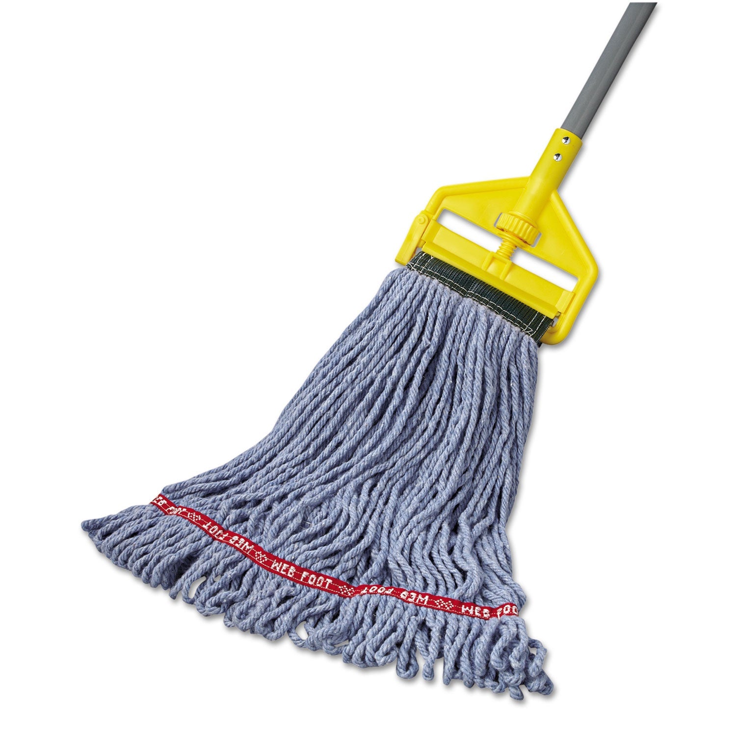 Rubbermaid® Commercial Web Foot Wet Mop Head, Shrinkless, Cotton/synthetic, Blue, Medium, 6/carton