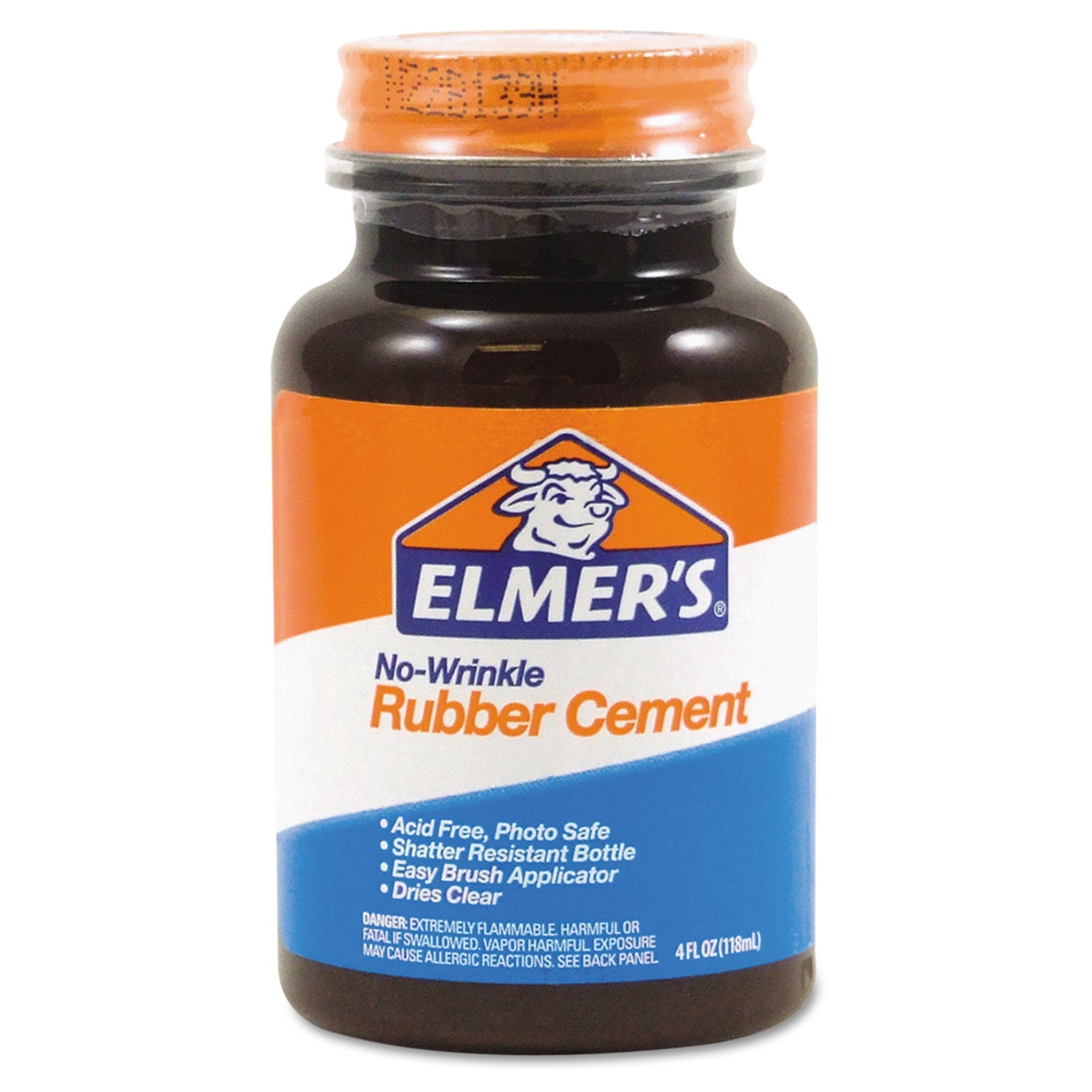 Elmer's® Rubber Cement With Brush Applicator, 4 Oz, Dries Clear