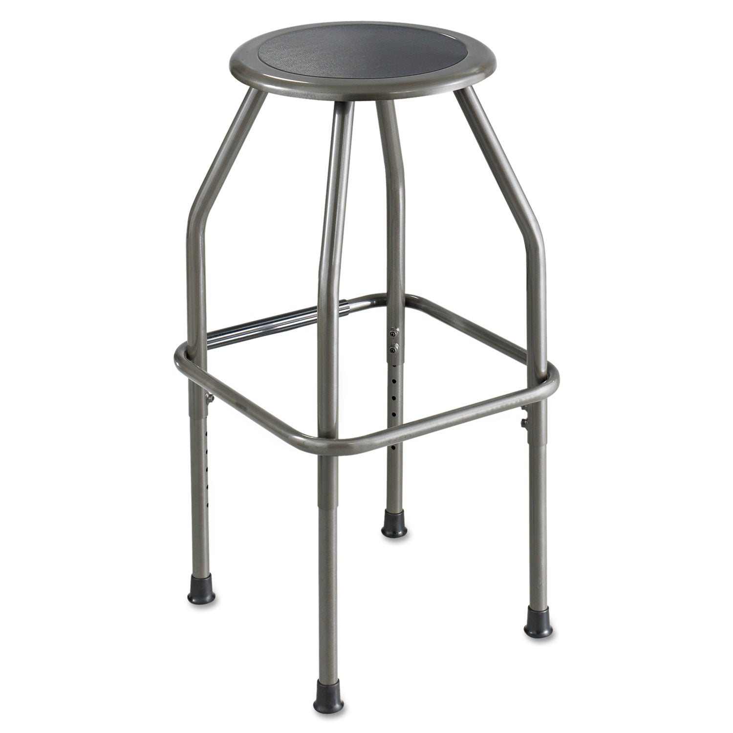 Safco® Diesel Industrial Stool with Stationary Seat, Backless, Supports Up to 250 lb, 22.5" to 29.5" Seat Height, Pewter
