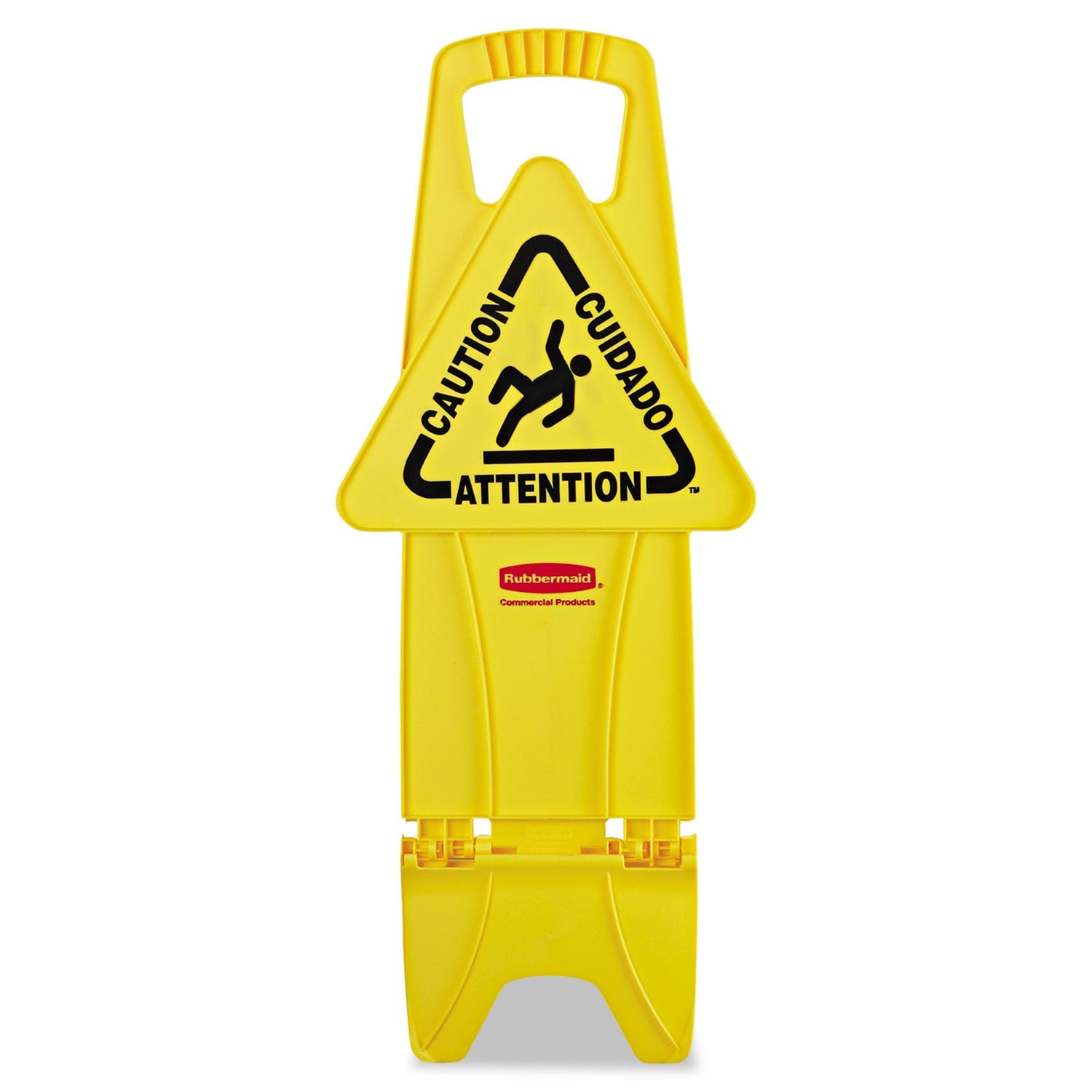 Rubbermaid® Commercial STABLE MULTI-LINGUAL SAFETY SIGN, 13 X 13.25 X 26, YELLOW