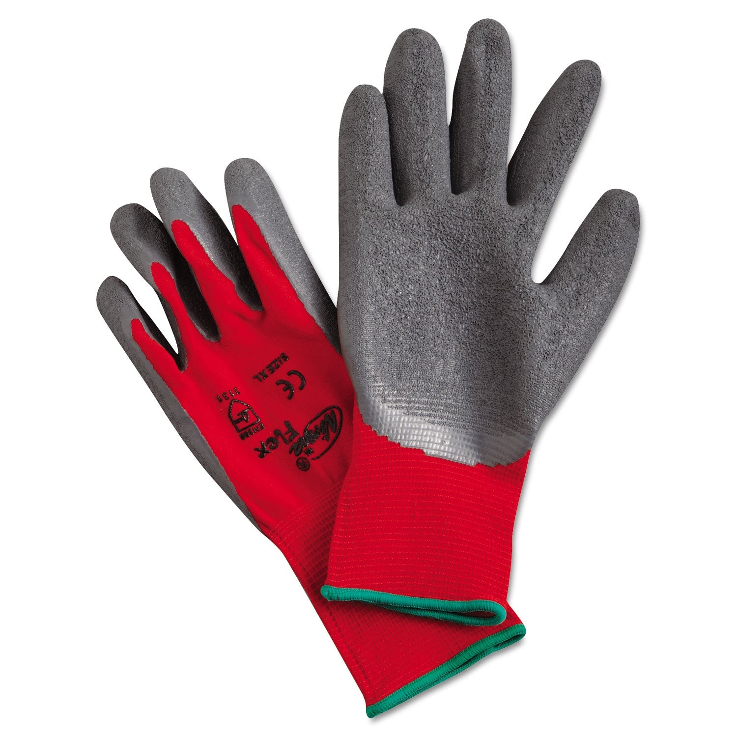 MCR™ Safety Ninja Flex Latex-Coated-Palm Gloves, Nylon Shell, X-Large, Red/gray - Bloom Skins