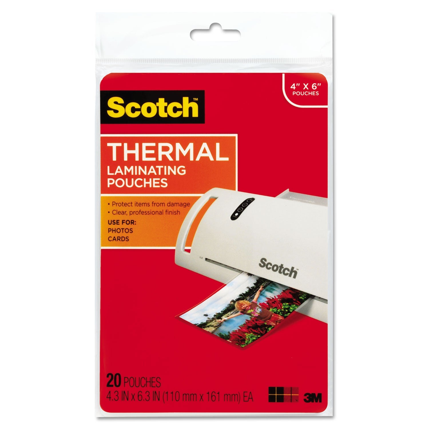 Scotch™ Laminating Pouches, 5 Mil, 4.33" X 6.33", Gloss Clear, 20/pack