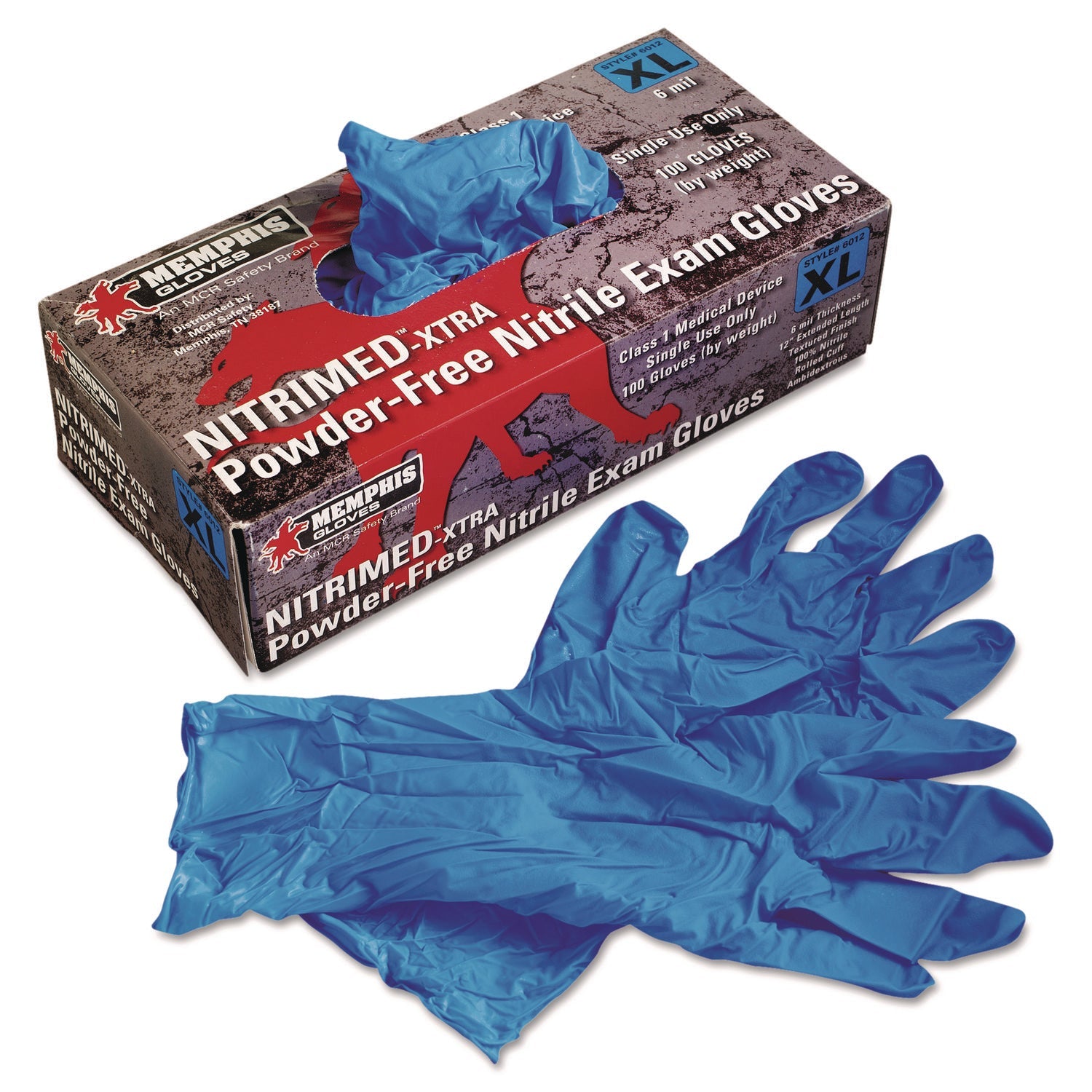 MCR™ Safety Nitri-Med Disposable Nitrile Gloves, Blue, X-Large, 100/box
