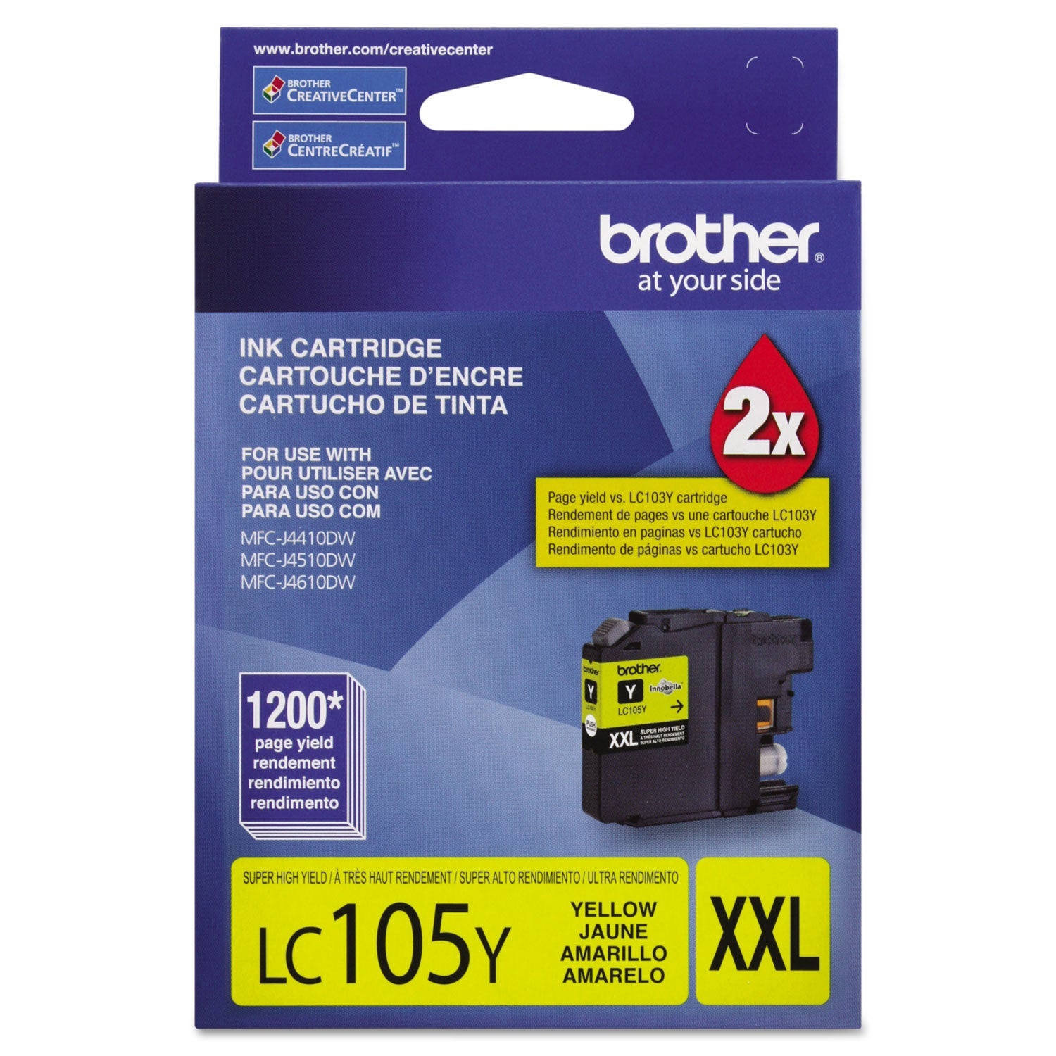 Brother Lc105y Innobella Super High-Yield Ink, 1,200 Page-Yield, Yellow