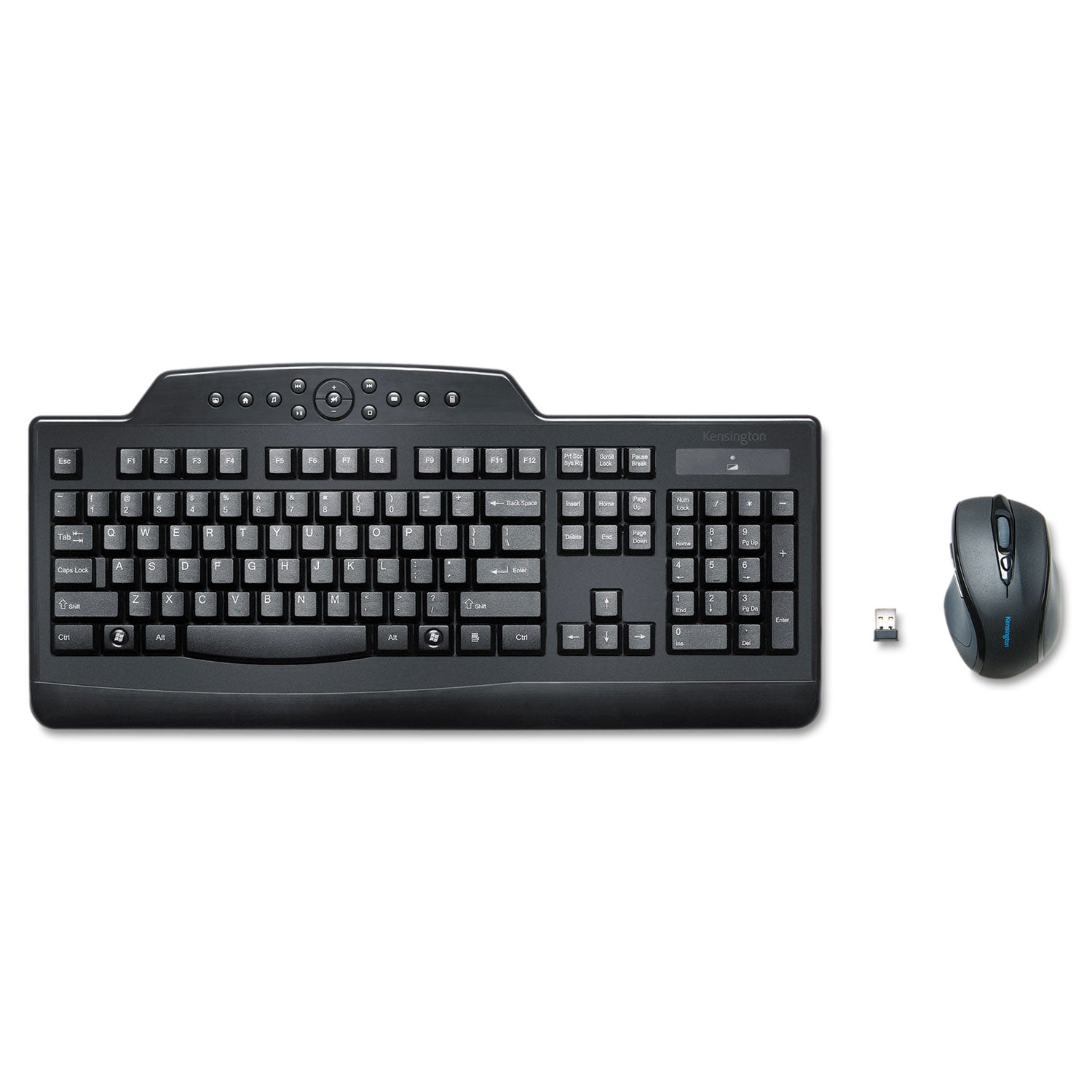 Kensington® Pro Fit Wireless Media Desktop Set, 2.4 Ghz Frequency/30 Ft Wireless Range, Black