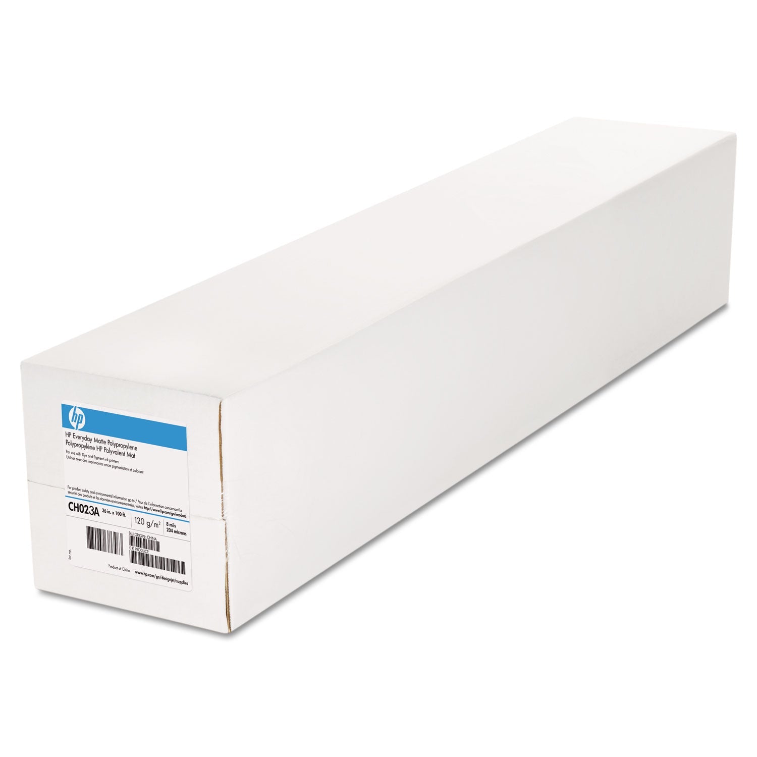 HP Everyday Matte Polypropylene Roll Film, 2" Core, 8 Mil, 36" X 100 Ft, White