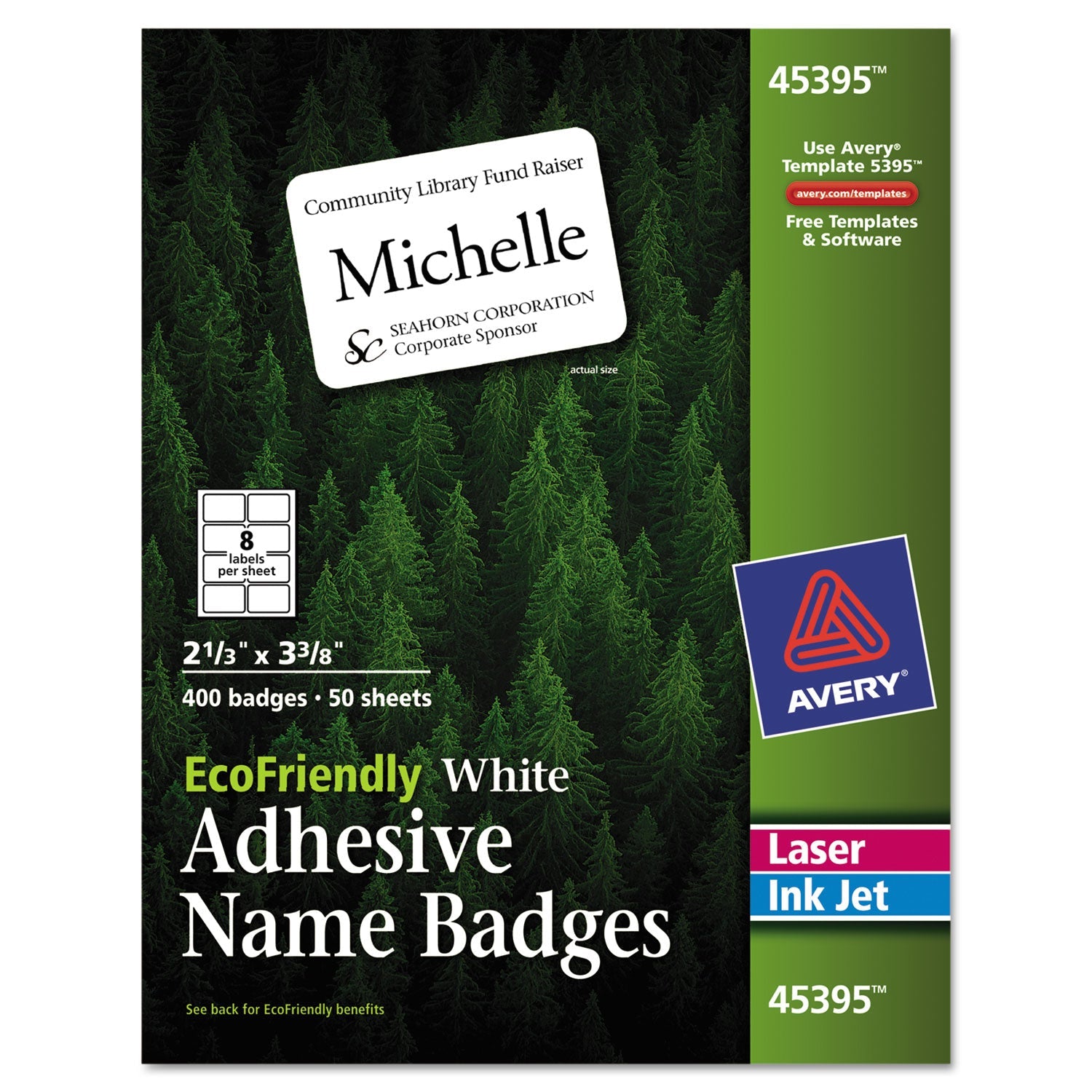 EcoFriendly Adhesive Name Badge | White, 400/box