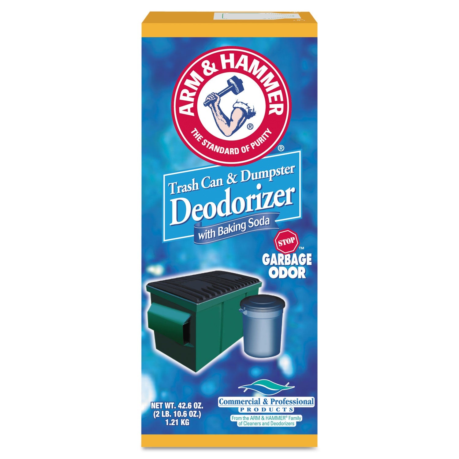 Arm & Hammer™ Trash Can And Dumpster Deodorizer With Baking Soda, Sprinkle Top, Original, Powder, 42.6 Oz Box, 9/carton
