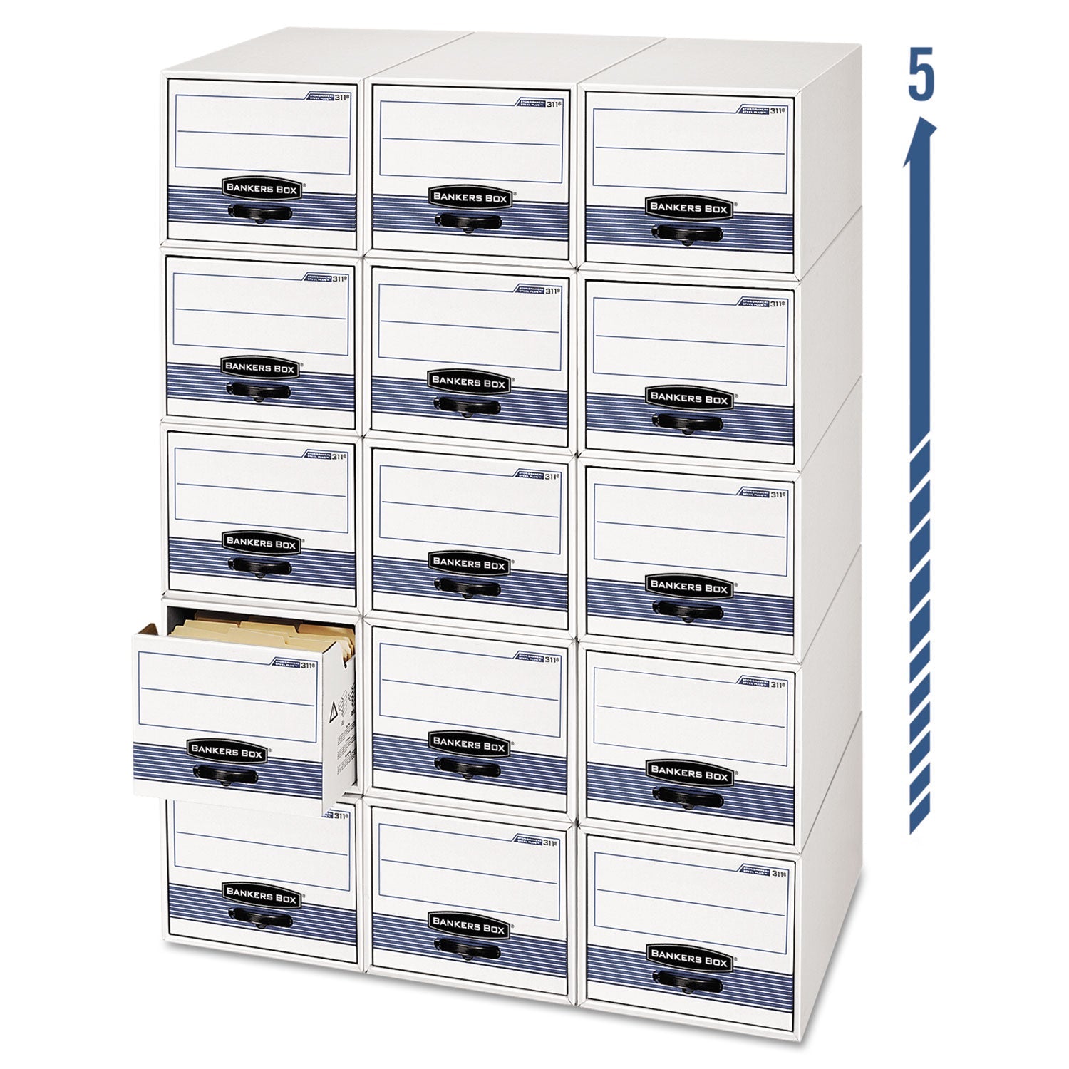 Bankers Box® Stor/drawer Steel Plus Extra Space-Savings Storage Drawers, 10.5" X 25.25" X 5.25", White/blue, 12/carton