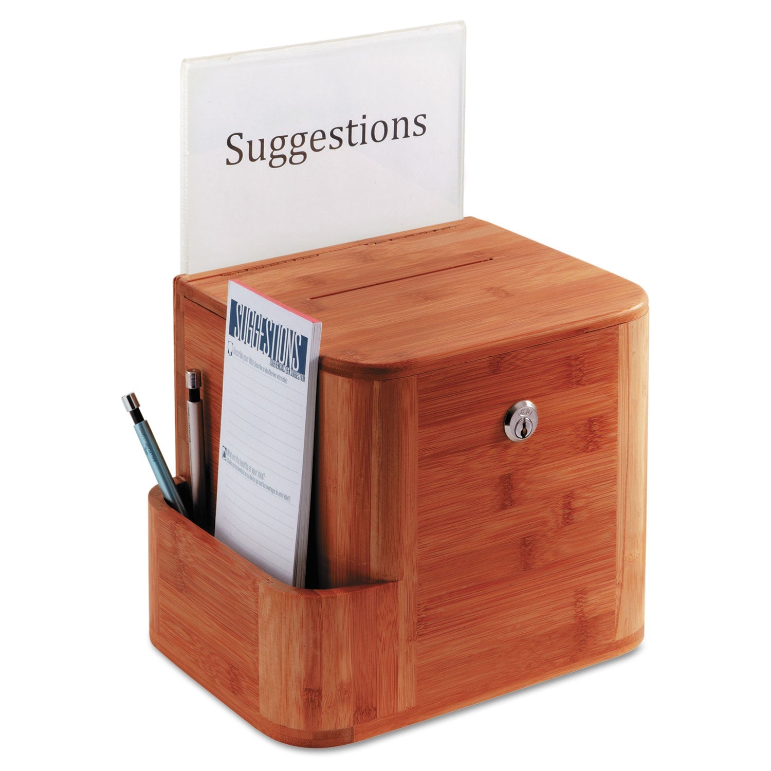 Safco® Bamboo Suggestion Boxes, 10 X 8 X 14, Cherry
