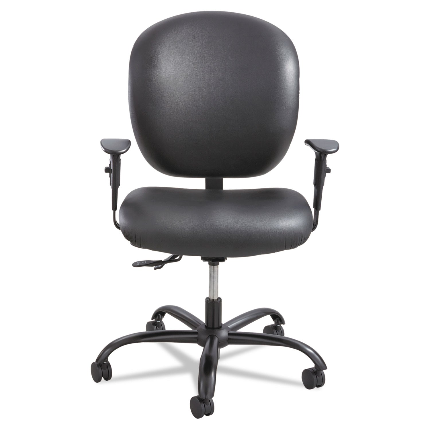Safco® Alday Intensive-Use Chair, Supports Up To 500 Lb, 17.5" To 20" Seat Height, Black Vinyl Seat/back, Black Base
