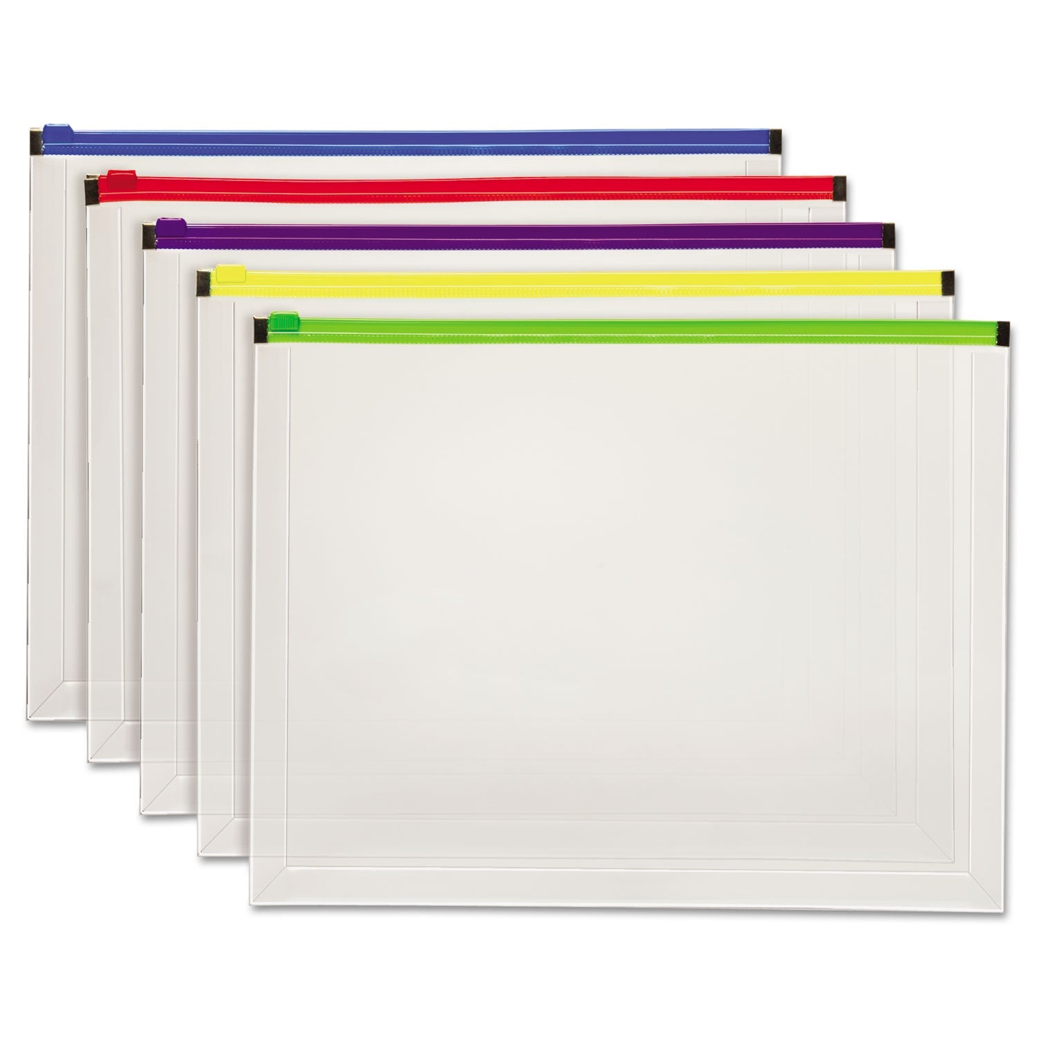 Pendaflex® Poly Zip Envelope, Zipper Closure, 10 x 13, Assorted Colors, 5/Pack