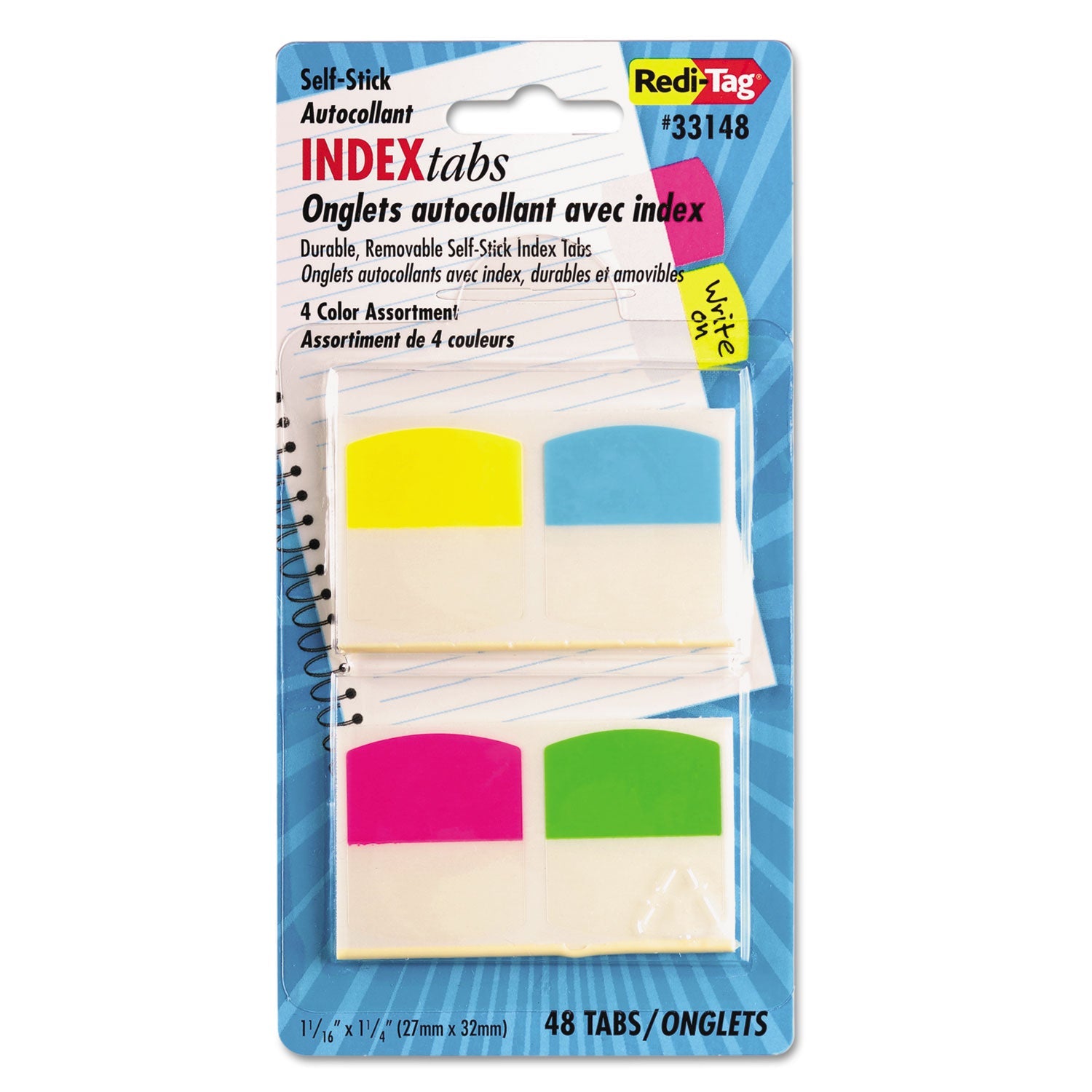 Write-On Index Tabs | Assorted Colors | 48-Pack