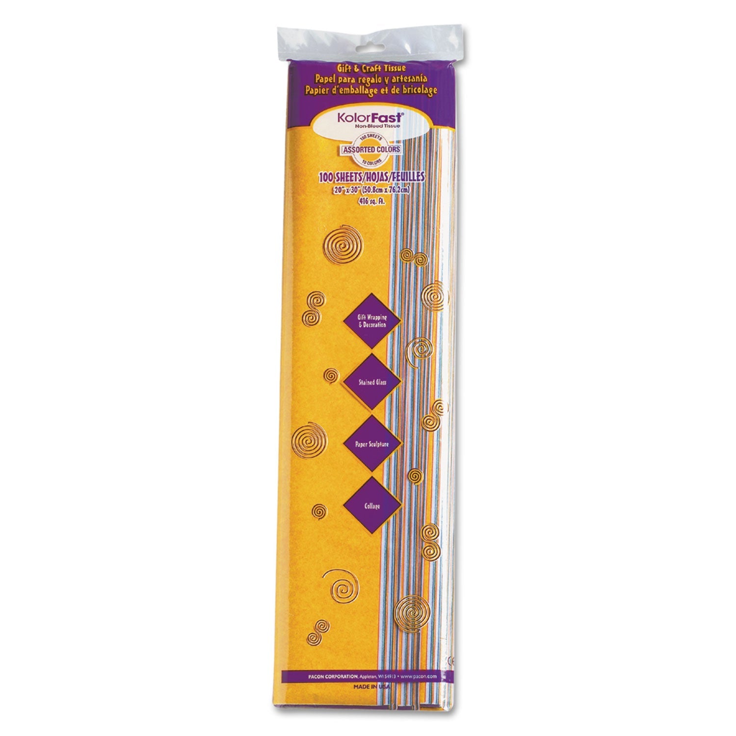 Pacon KolorFast Tissue Assortment | 100-Pack