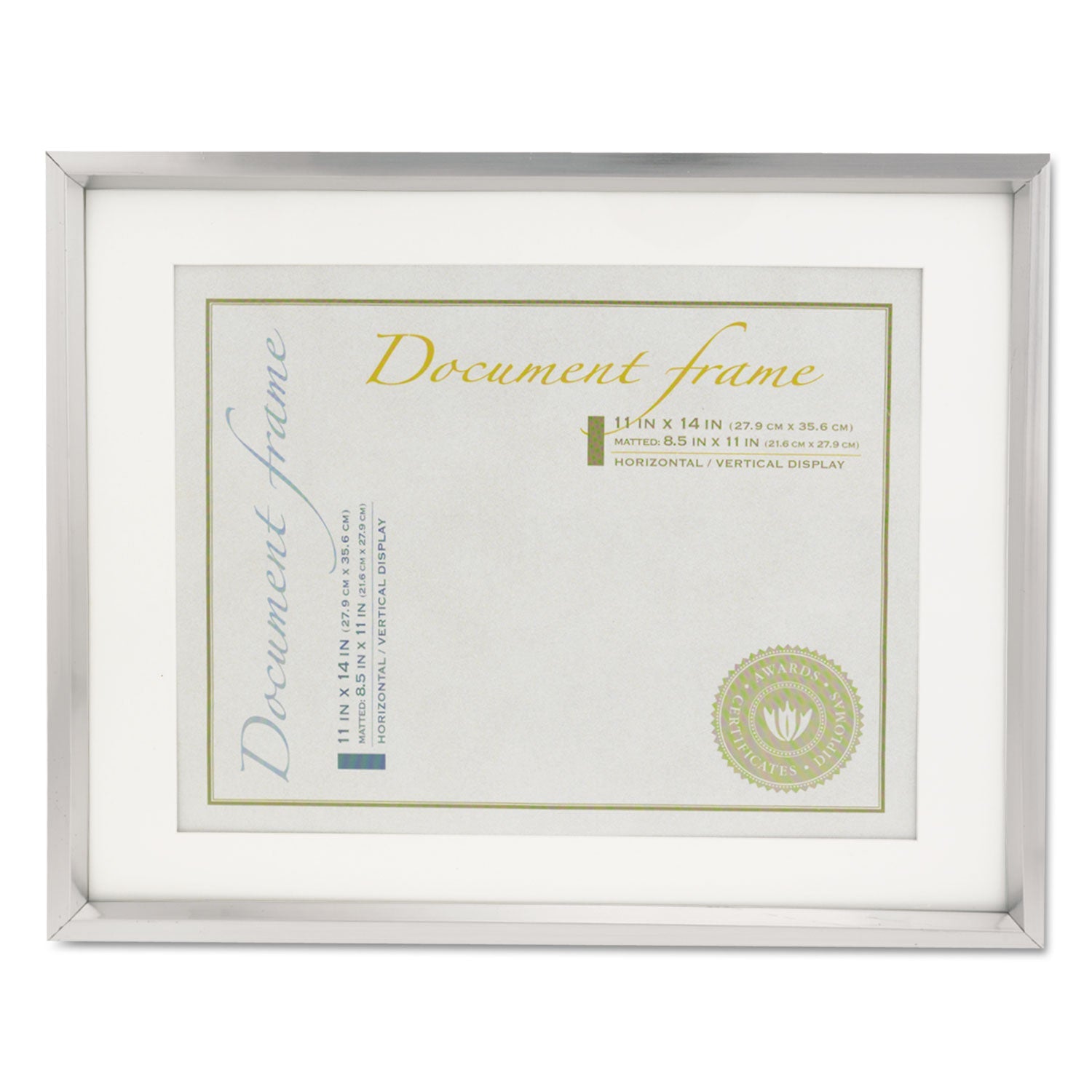 Plastic Document Frame with Mat | Metallic Silver