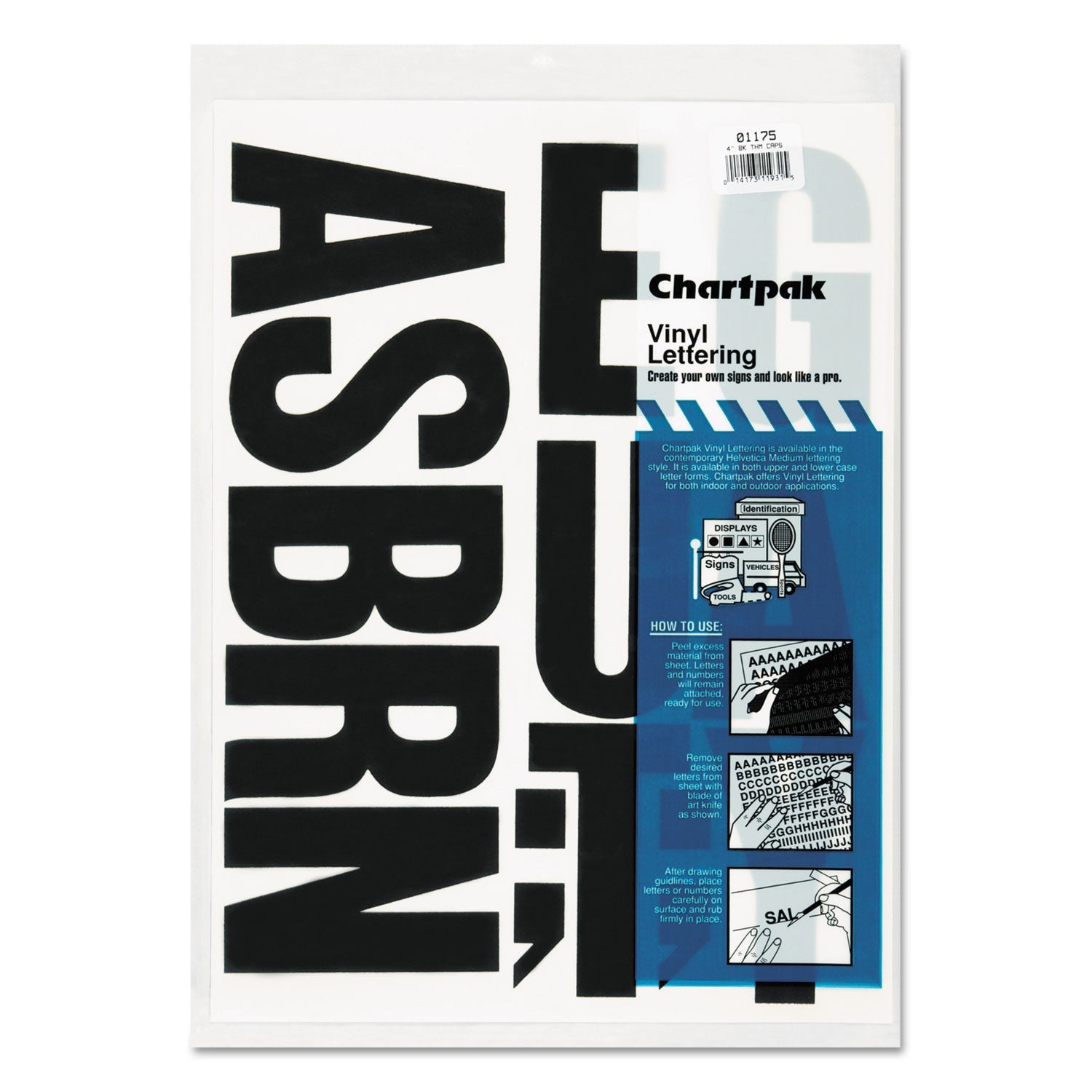 Chartpak Press-On Vinyl Uppercase Letters | 4"h