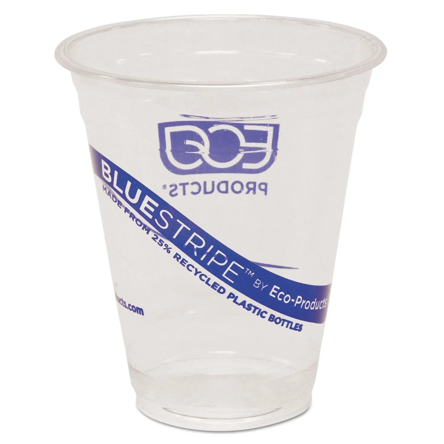 Eco-Products® BlueStripe 25% Recycled Content Cold Cups, 12 oz, Plastic, Clear/Blue, 50/Pack, 20 Packs/Carton
