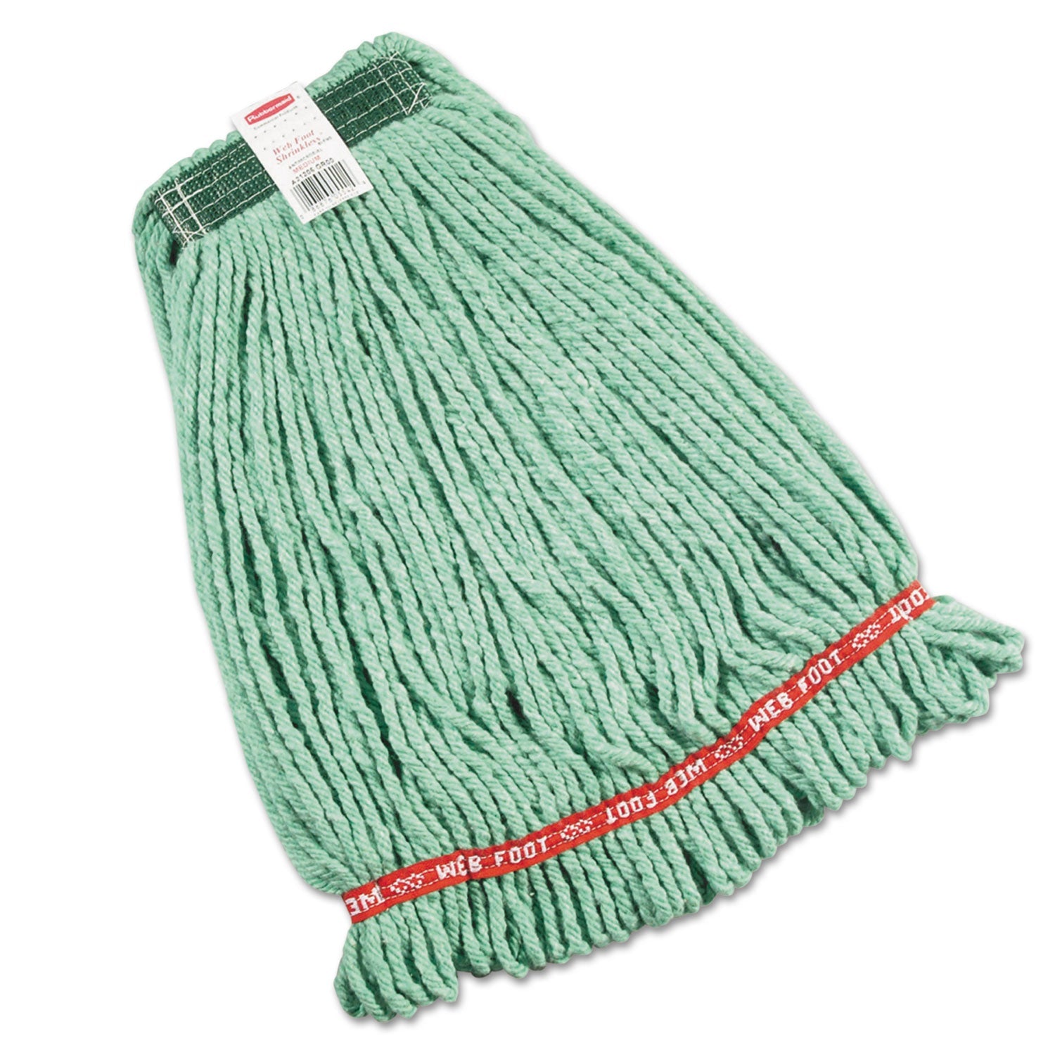 Rubbermaid® Commercial Web Foot Wet Mop Heads, Shrinkless, Cotton/synthetic, Green, Medium