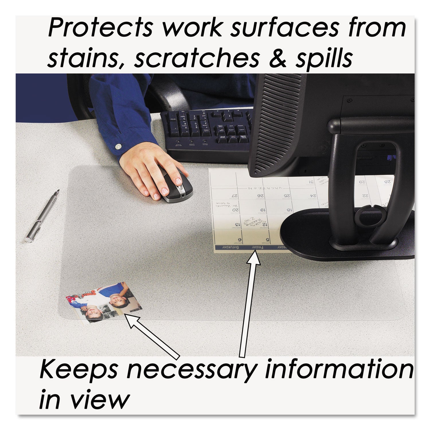 Artistic® KrystalView Desk Pad with Antimicrobial Protection, Glossy Finish, 38 x 24, Clear