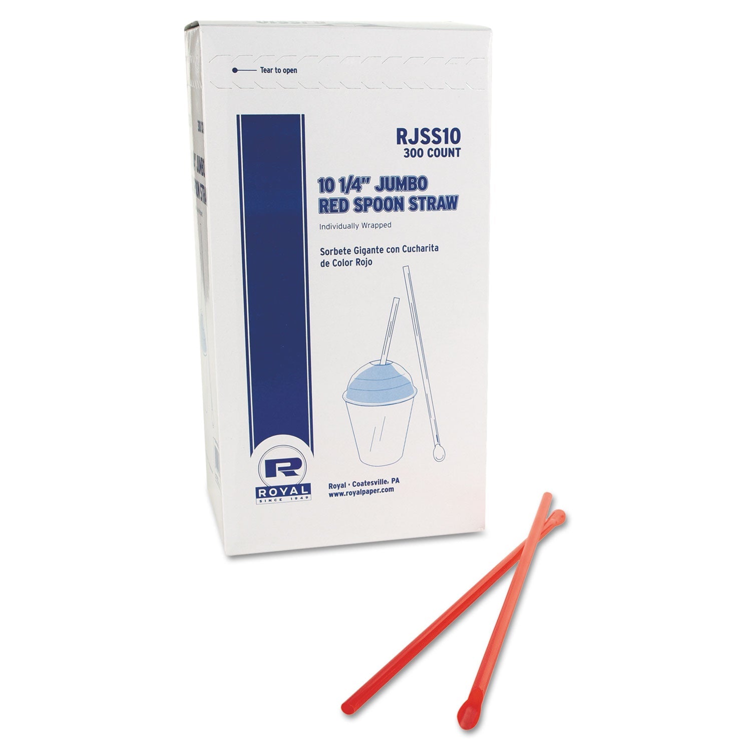 Jumbo Spoon Straw | Red Plastic | 5400-Count