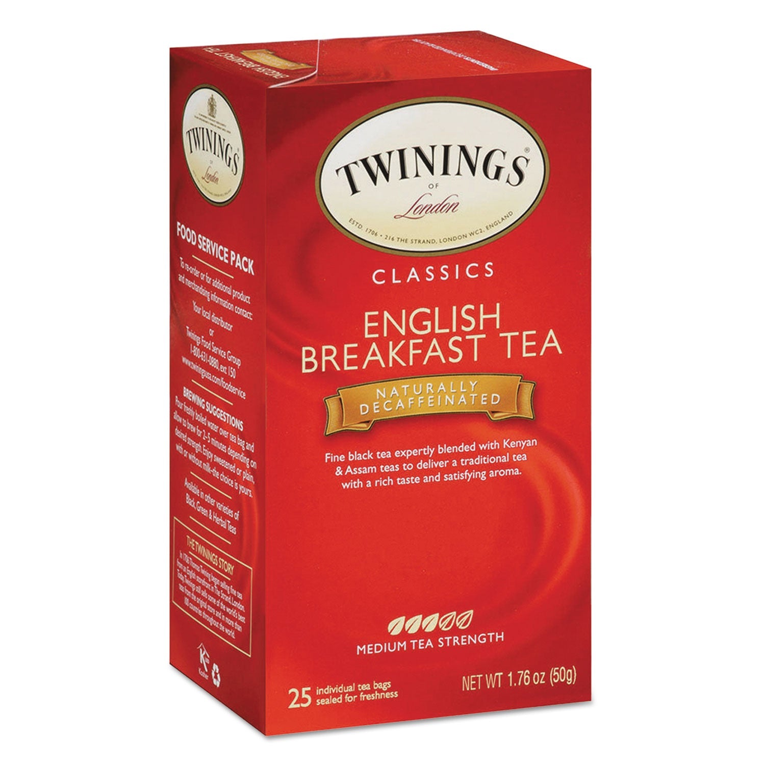 TWININGS® Tea Bags, English Breakfast Decaf, 1.76 Oz, 25/box