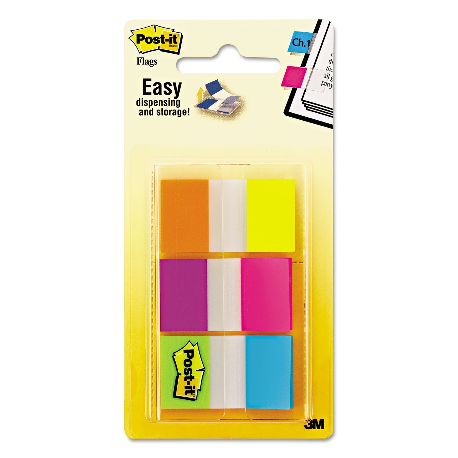 Post-it® Flags Page Flags In Portable Dispenser, Assorted Brights, 60 Flags/pack