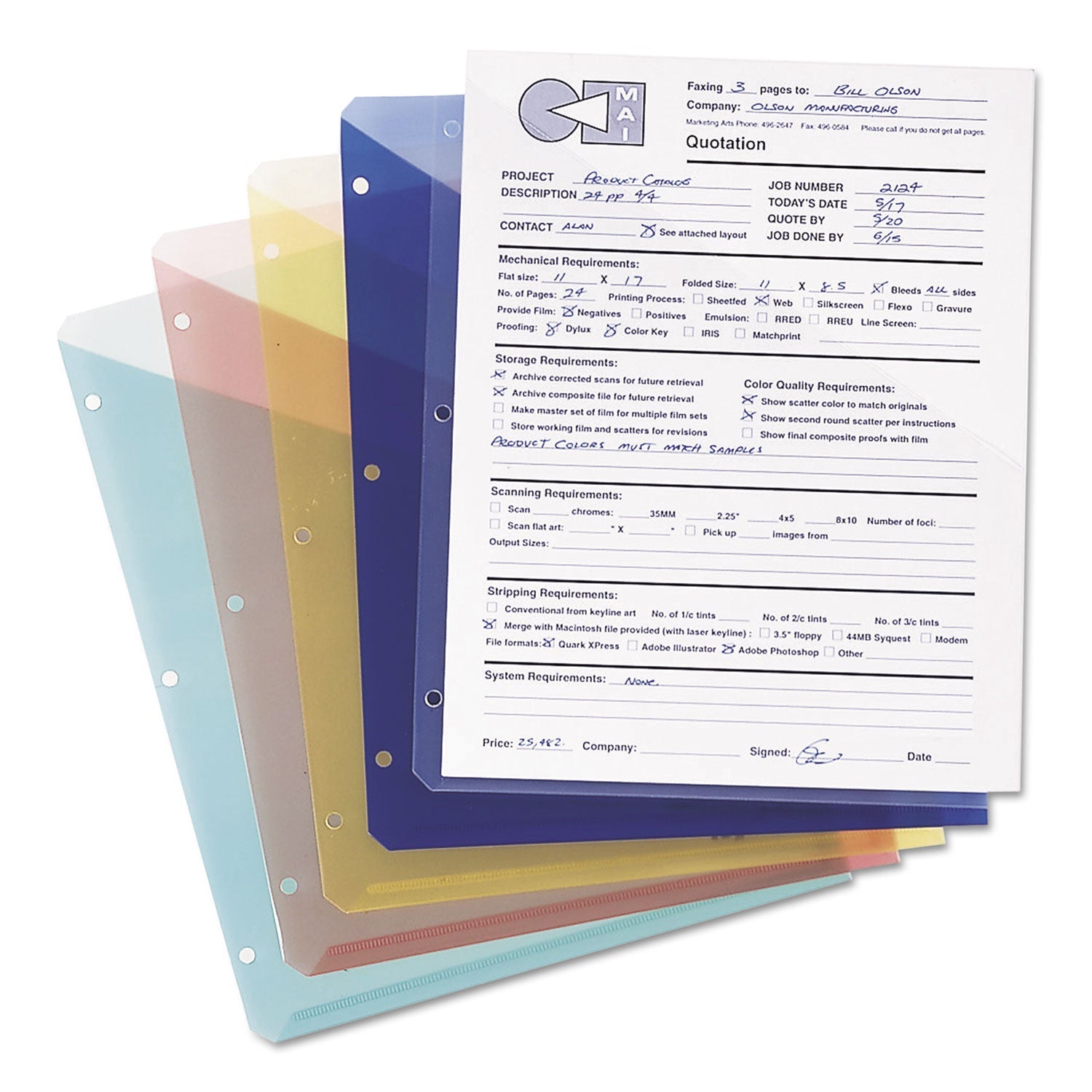 Smead Organized Up Poly Slash Jackets, 2-Sections, Letter Size, Clear, 5/pack