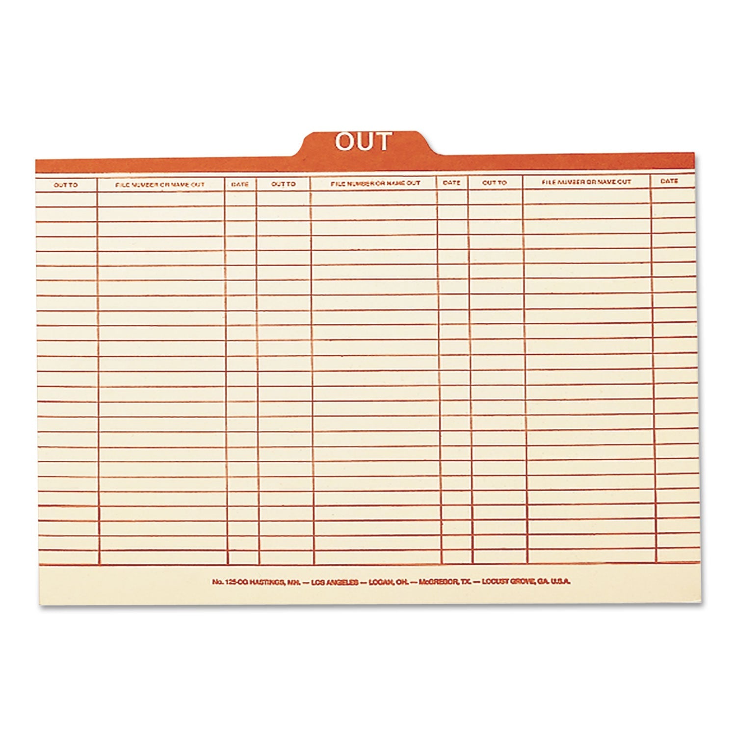 Smead Manila Out Guides, Printed Form Style, 1/5-Cut Top Tab, Out, 8.5 X 14, Manila, 100/box