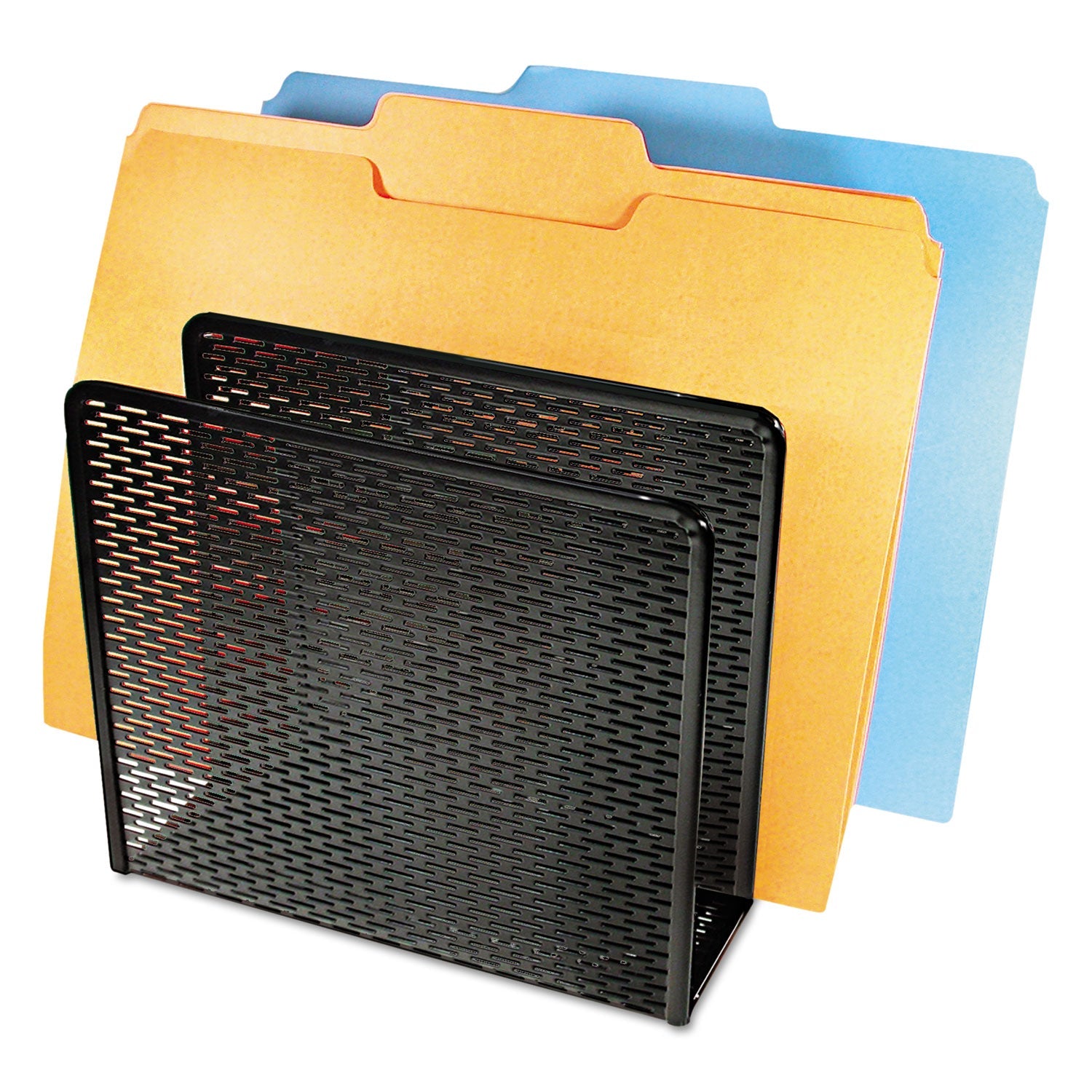 Artistic® Urban Collection Punched Metal File Sorter, 3 Sections, Letter Size Files, 8" X 8" X 7.25", Black