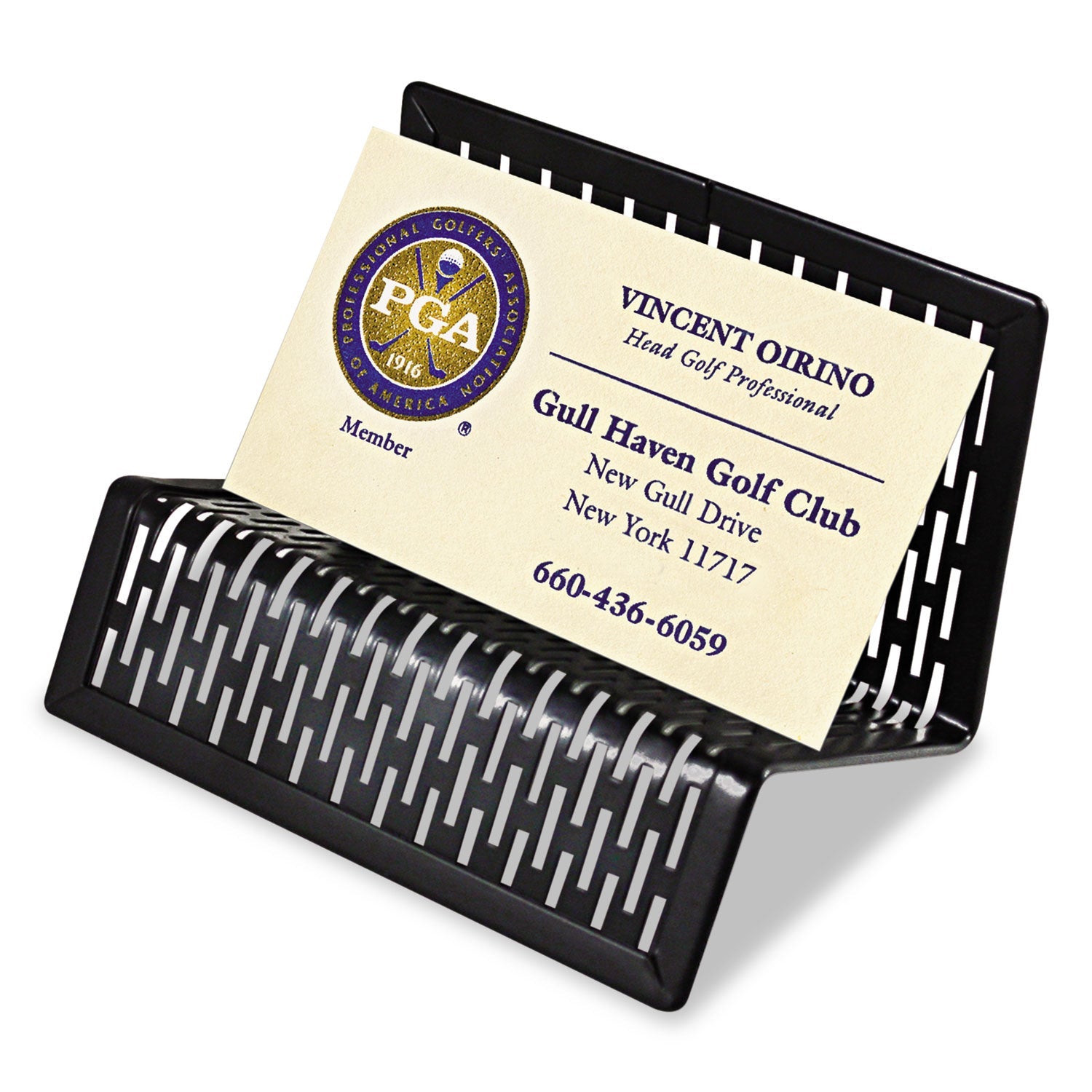 Artistic® Urban Collection Punched Metal Business Card Holder, Holds 50 2 X 3.5 Cards, Perforated Steel, Black