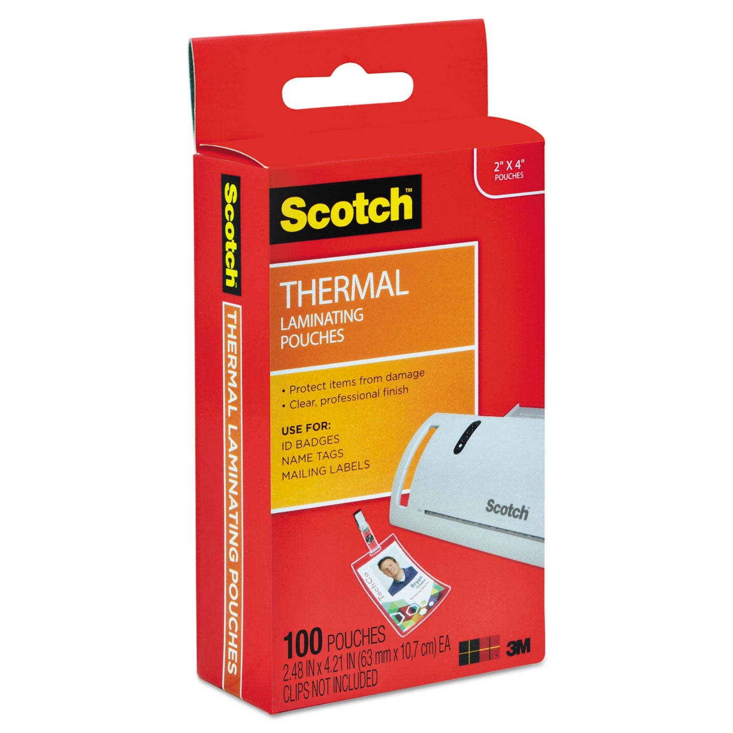 Scotch™ Laminating Pouches, 5 Mil, 2.25" X 4.25", Gloss Clear, 100/pack