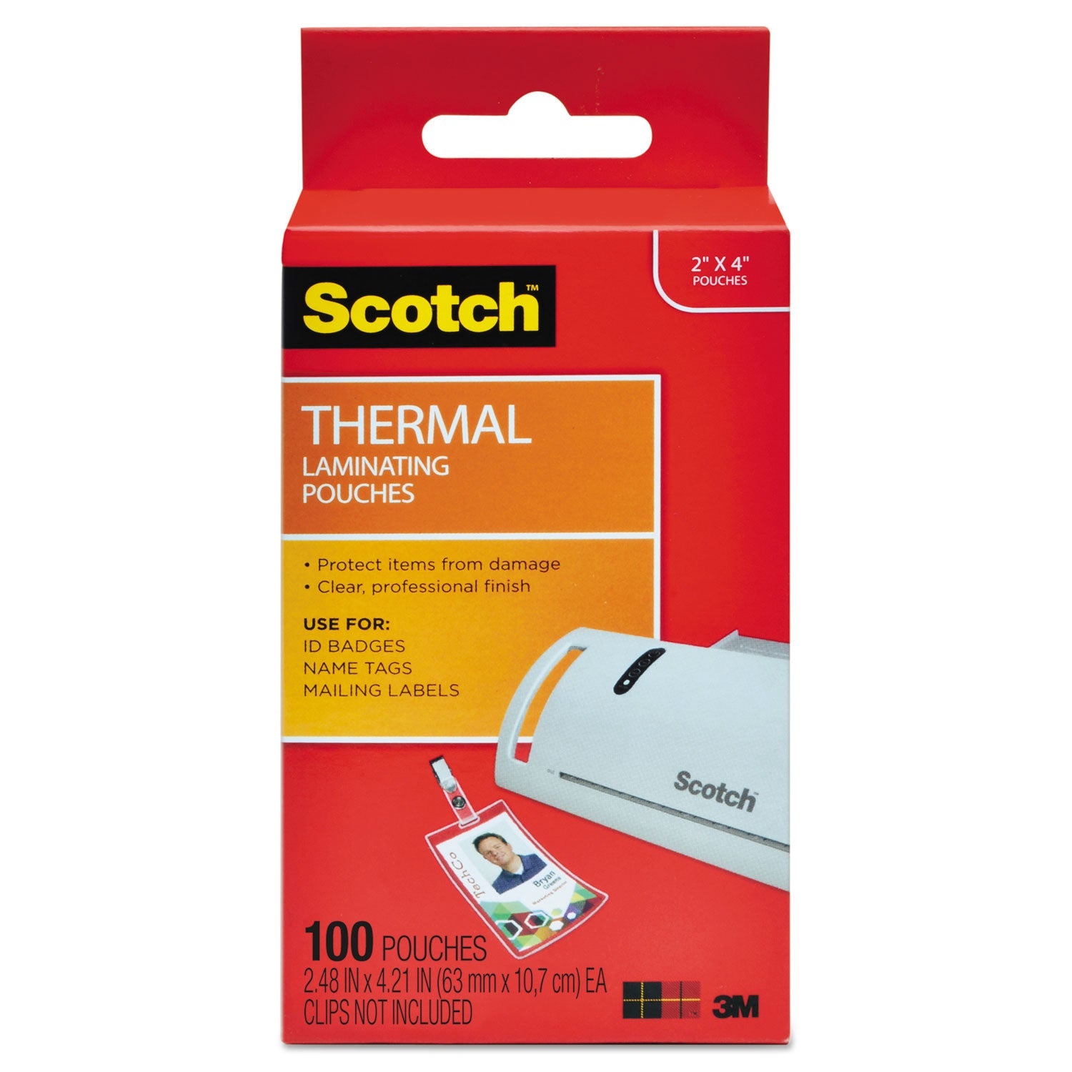 Scotch™ Laminating Pouches, 5 Mil, 2.25" X 4.25", Gloss Clear, 100/pack