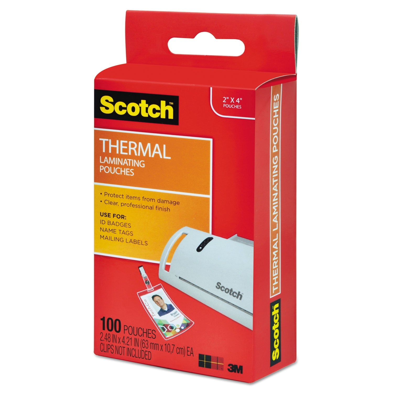 Scotch™ Laminating Pouches, 5 Mil, 2.25" X 4.25", Gloss Clear, 100/pack