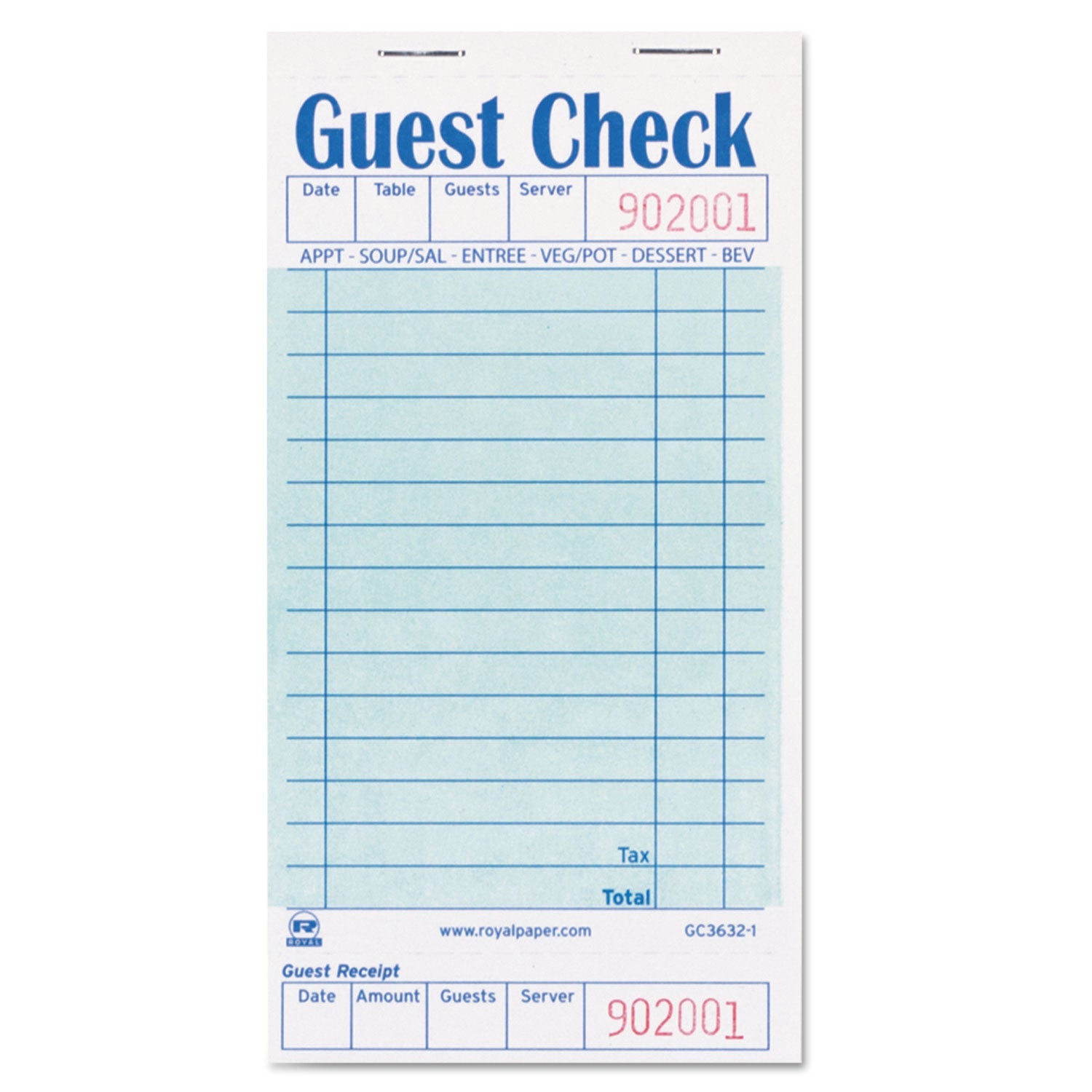 Guest Check Pad | One-Part, 50 Pads/Carton